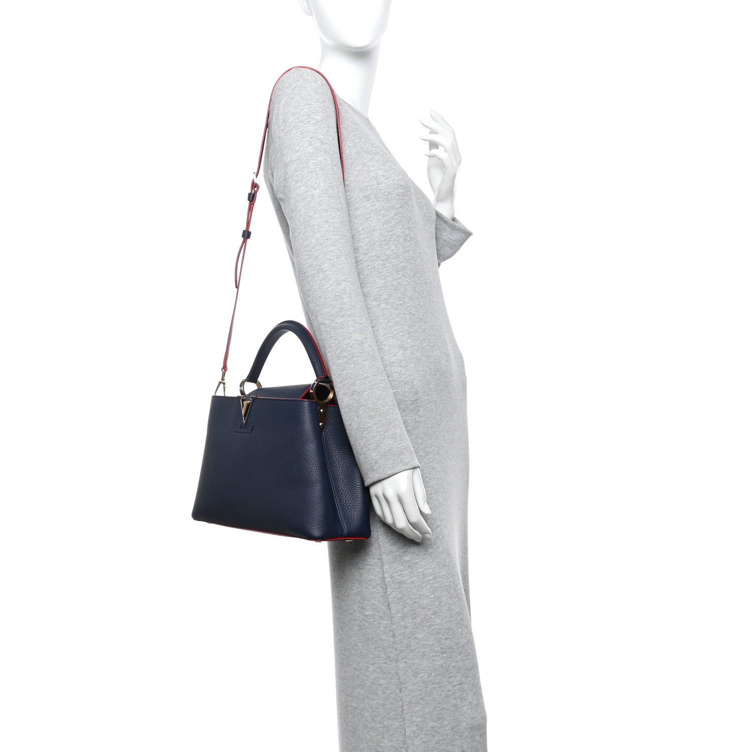 Taurillon Capucines PM Marine Rouge