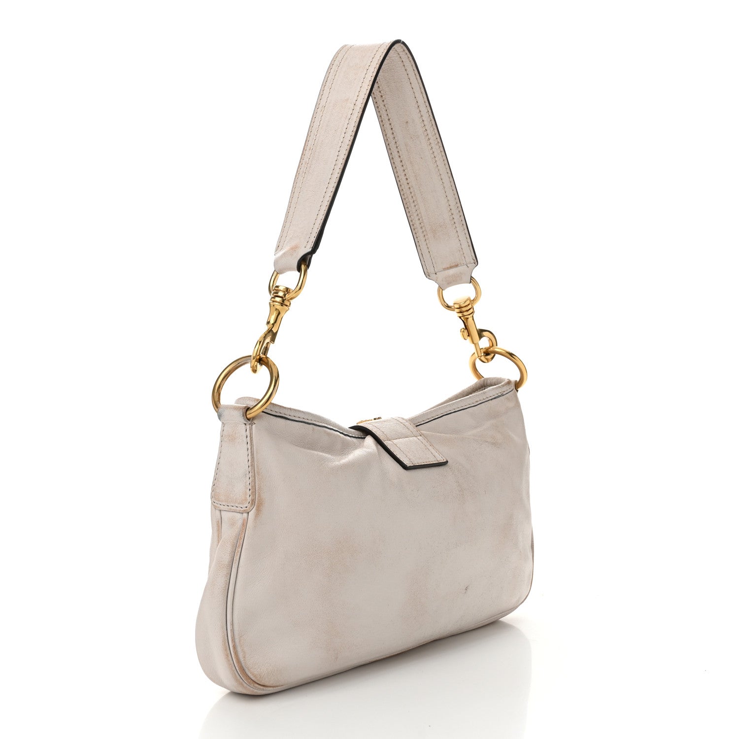 Nappa Old Hook Shoulder Bag Sabbia White