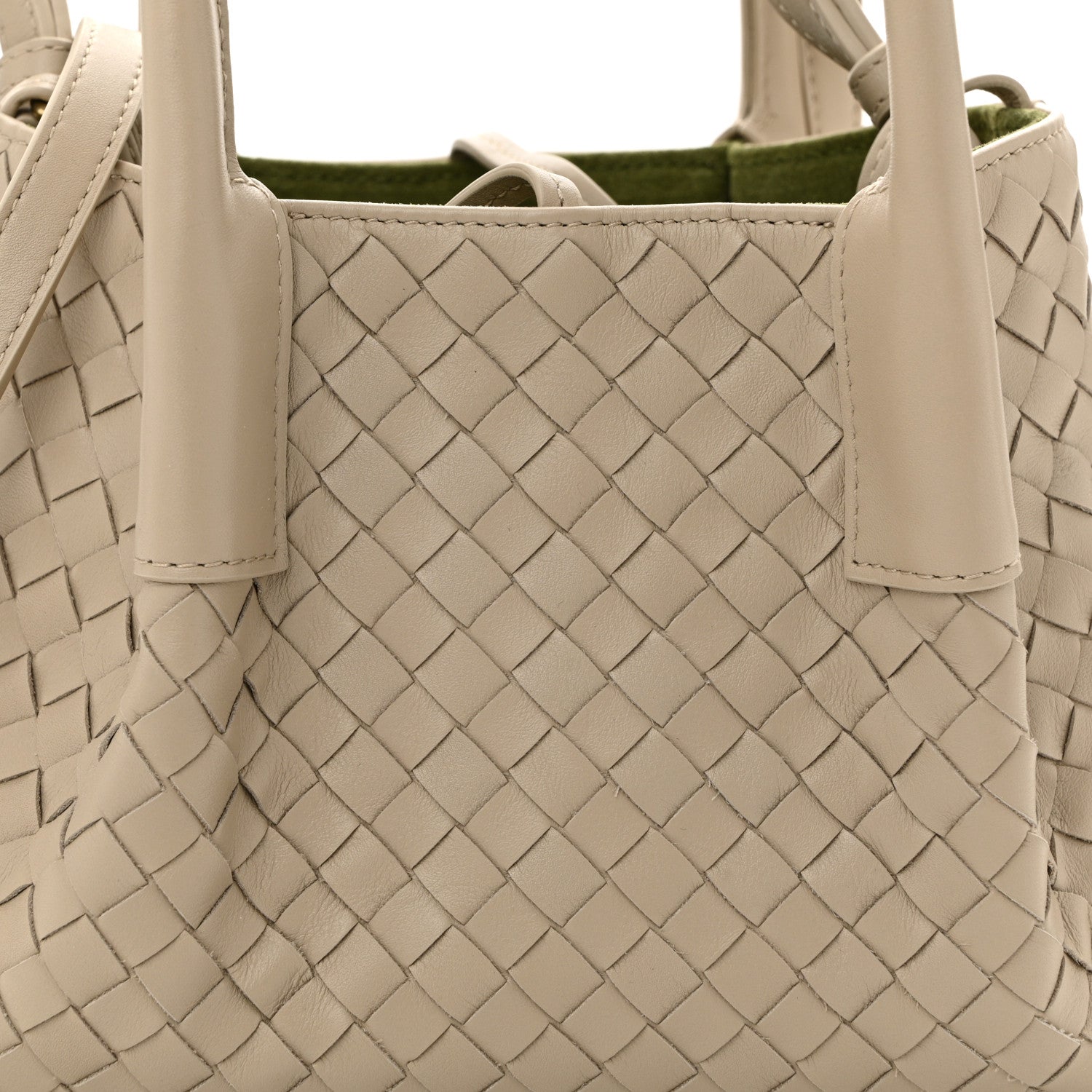 Calfskin Intrecciato Small Pinacoteca Tote Ecru Matcha