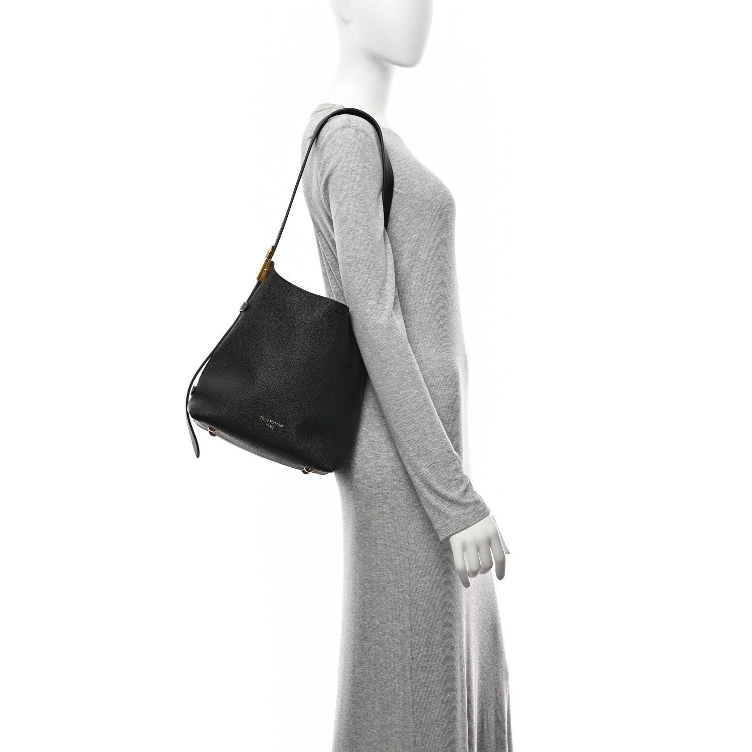 Grained Calfskin Low Key Hobo PM Black