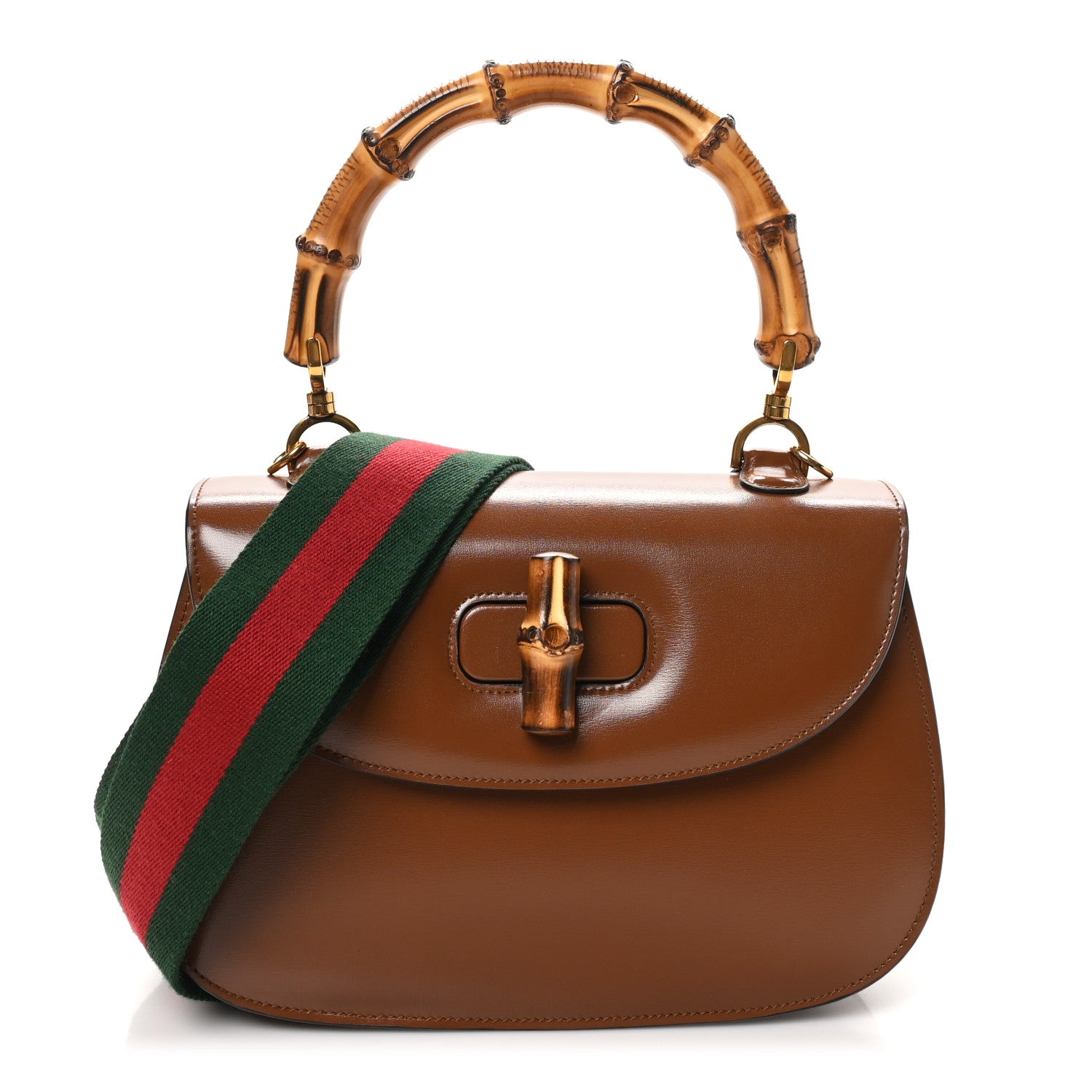 Boarded Dyana Lux Calfskin Web Medium Bamboo 1947 Top Handle Bag Brown