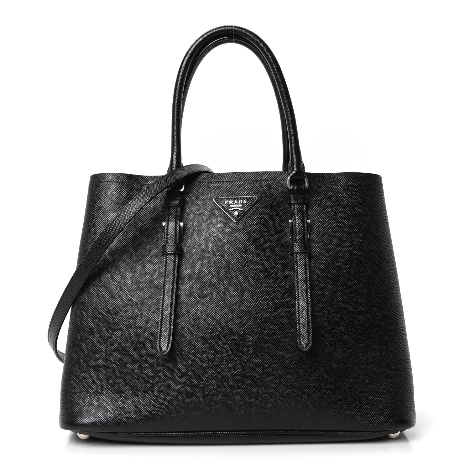 Saffiano Cuir Medium Double Handle Tote Black