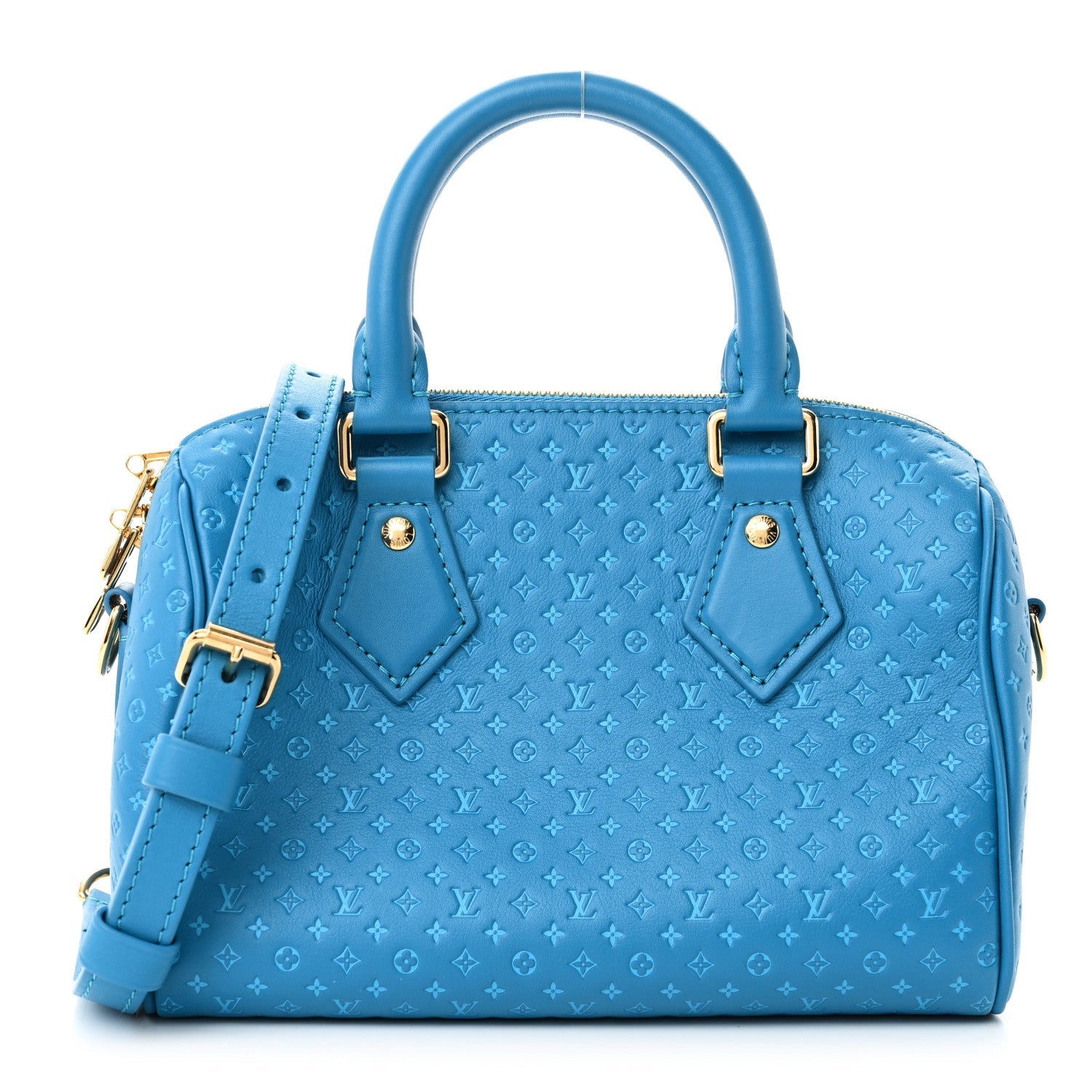 Calfskin Nanogram Embossed Speedy Bandouliere 20 Blue