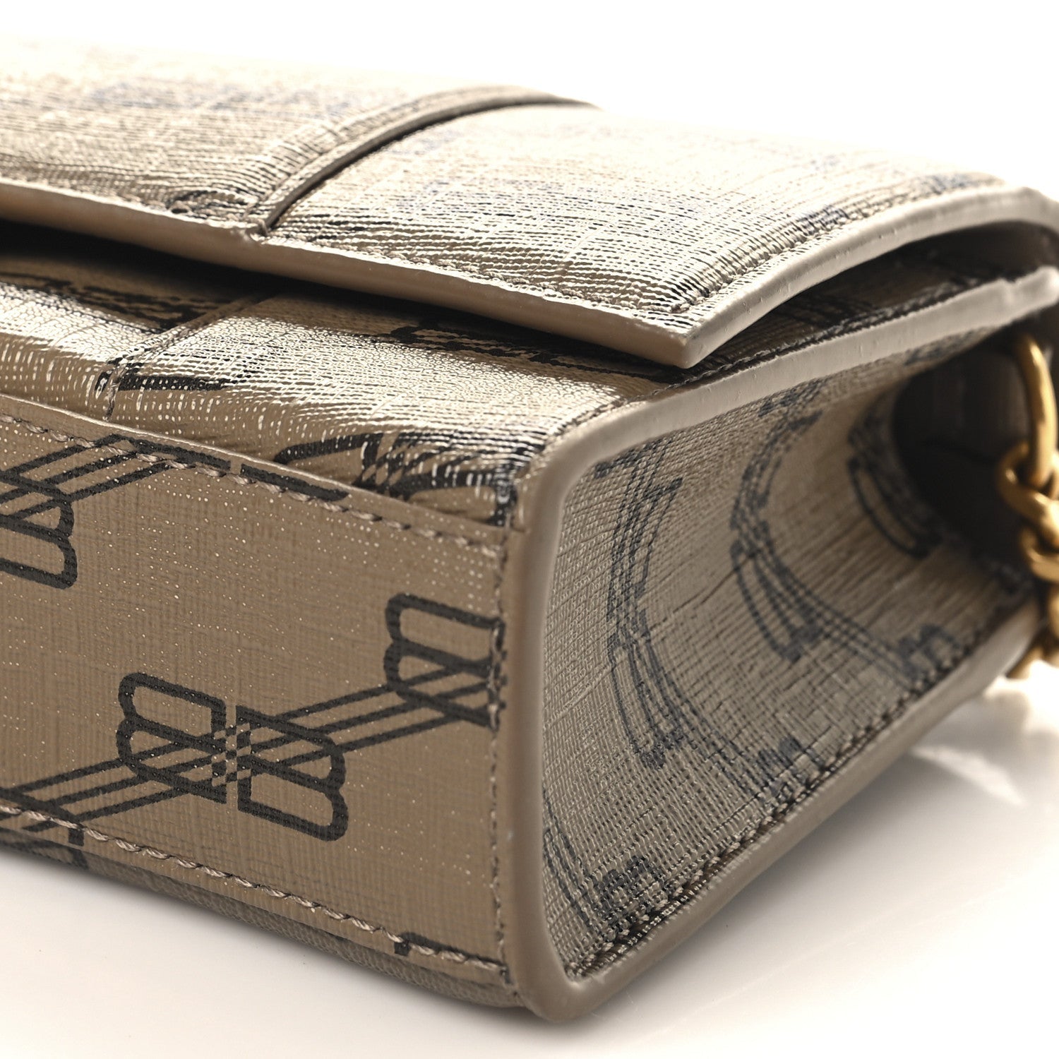 Coated Canvas BB Monogram Hourglass Chain Bag Beige Brown