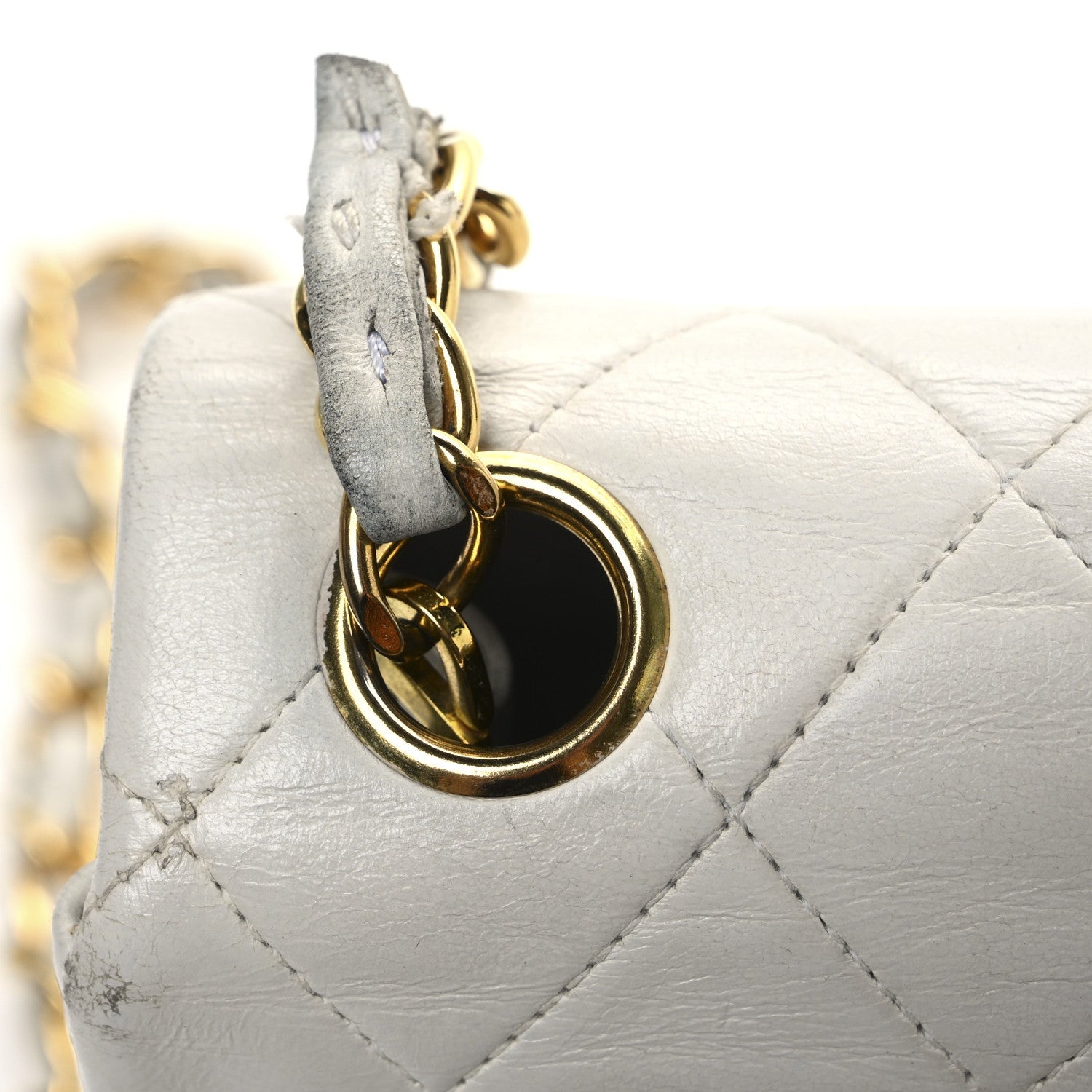 Lambskin Quilted Mini Square Flap White