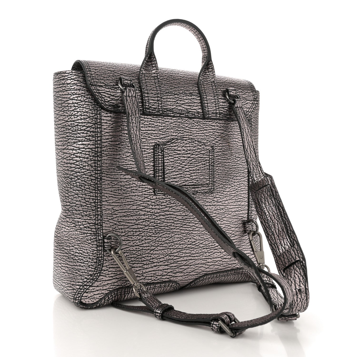 Metallic Textured Calfskin Pashli Backpack Black Mauve