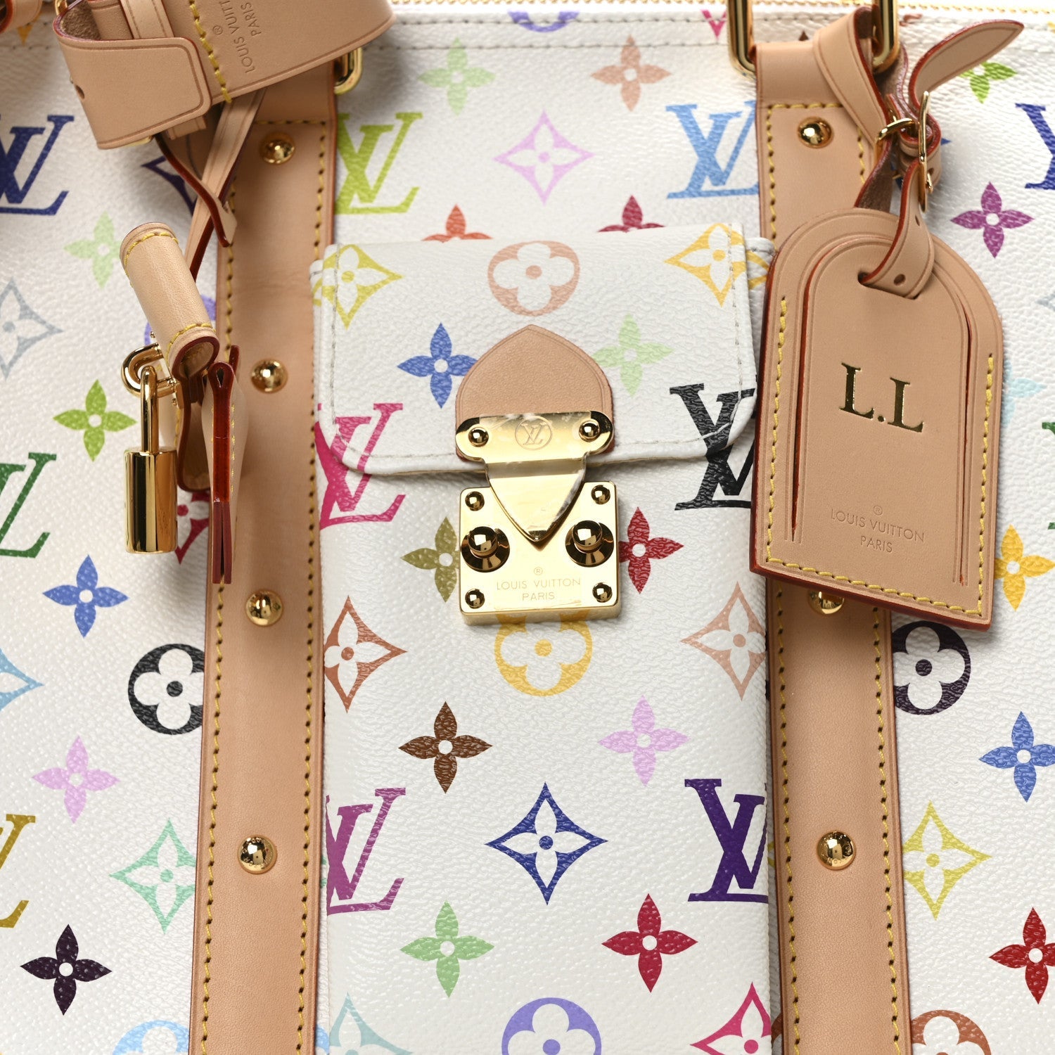 LV X TM Monogram Multicolor Keepall Bandouliere 45 White