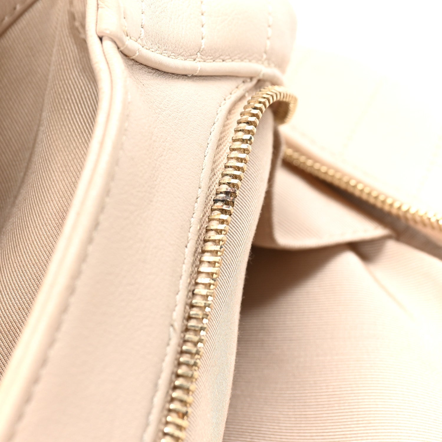 Calfskin Elaphe Stitched Large Chevron Chic Shopping Bag Beige