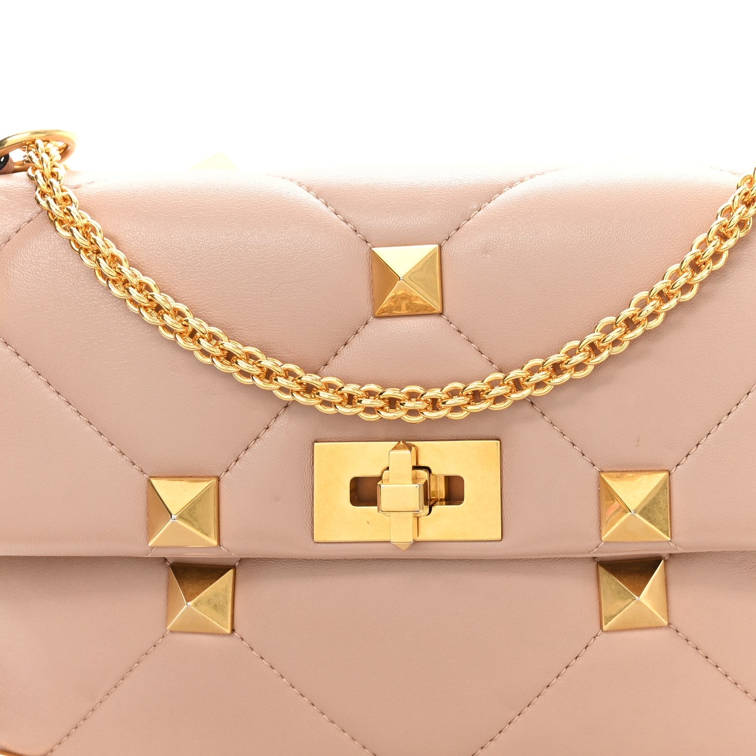 Nappa Large Roman Stud Shoulder Bag Rose Cannelle