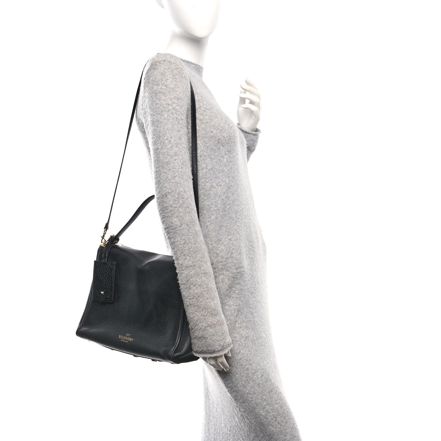 Pebbled Calfskin Medium My Rockstud Frame Bag Black