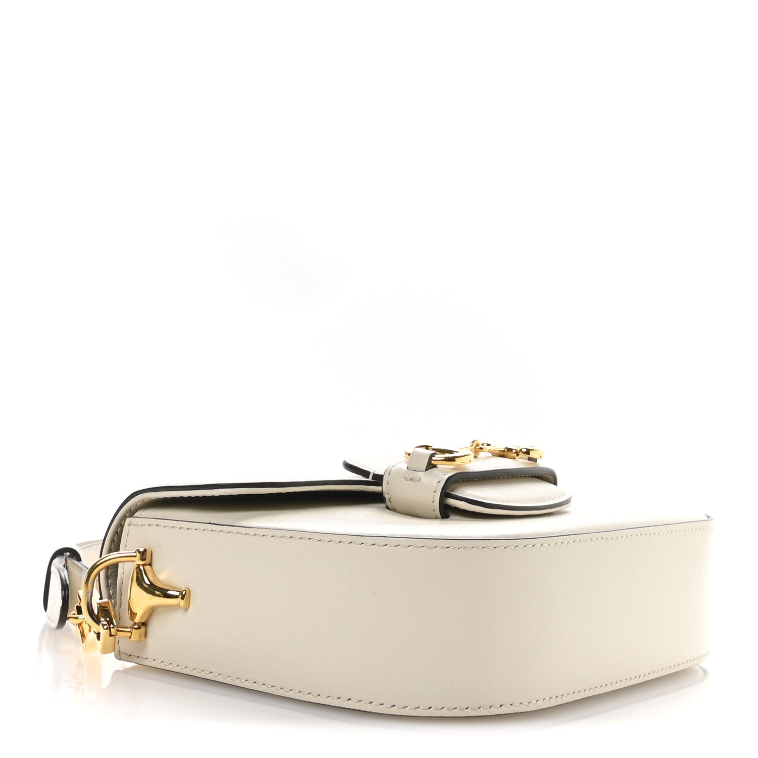 Azalea Calfskin Web Mini Horsebit 1955 Shoulder Bag Mystic White