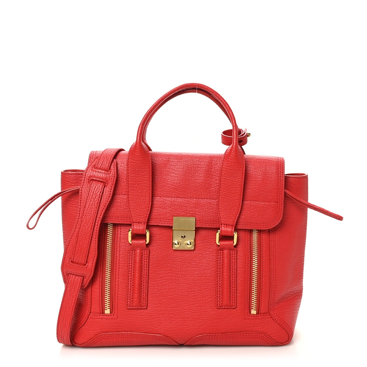 Textured Calfskin Medium Pashli Satchel Red