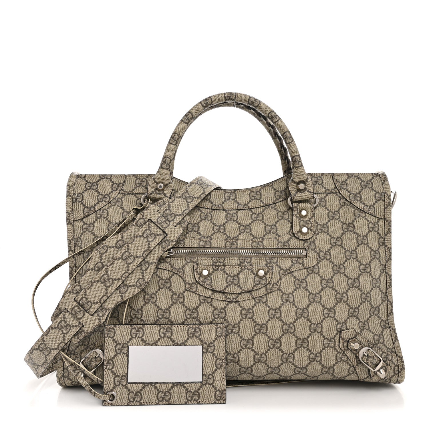 X GUCCI GG Supreme Monogram Neo Classic Silver Hardware City Beige Ebony