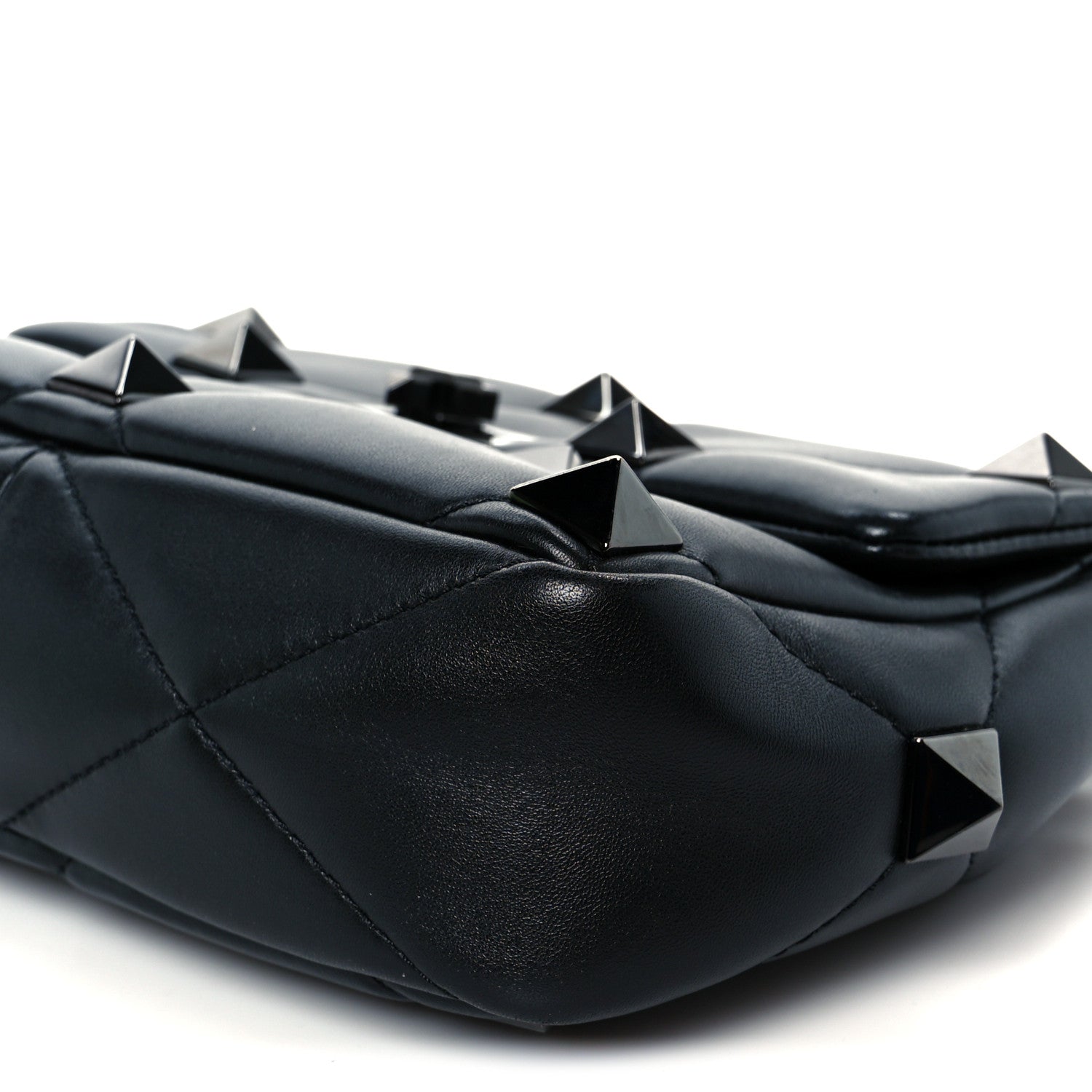 Nappa Monochrome Medium Roman Stud Shoulder Bag Black