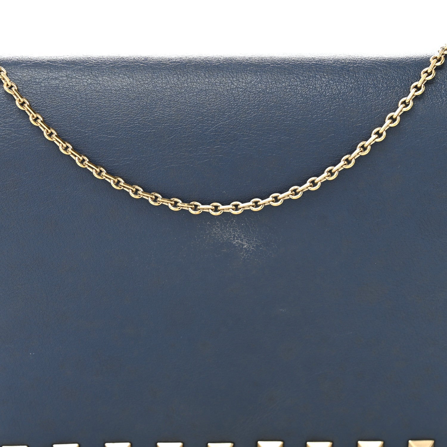 Calfskin Rockstud Wallet On Chain Marine