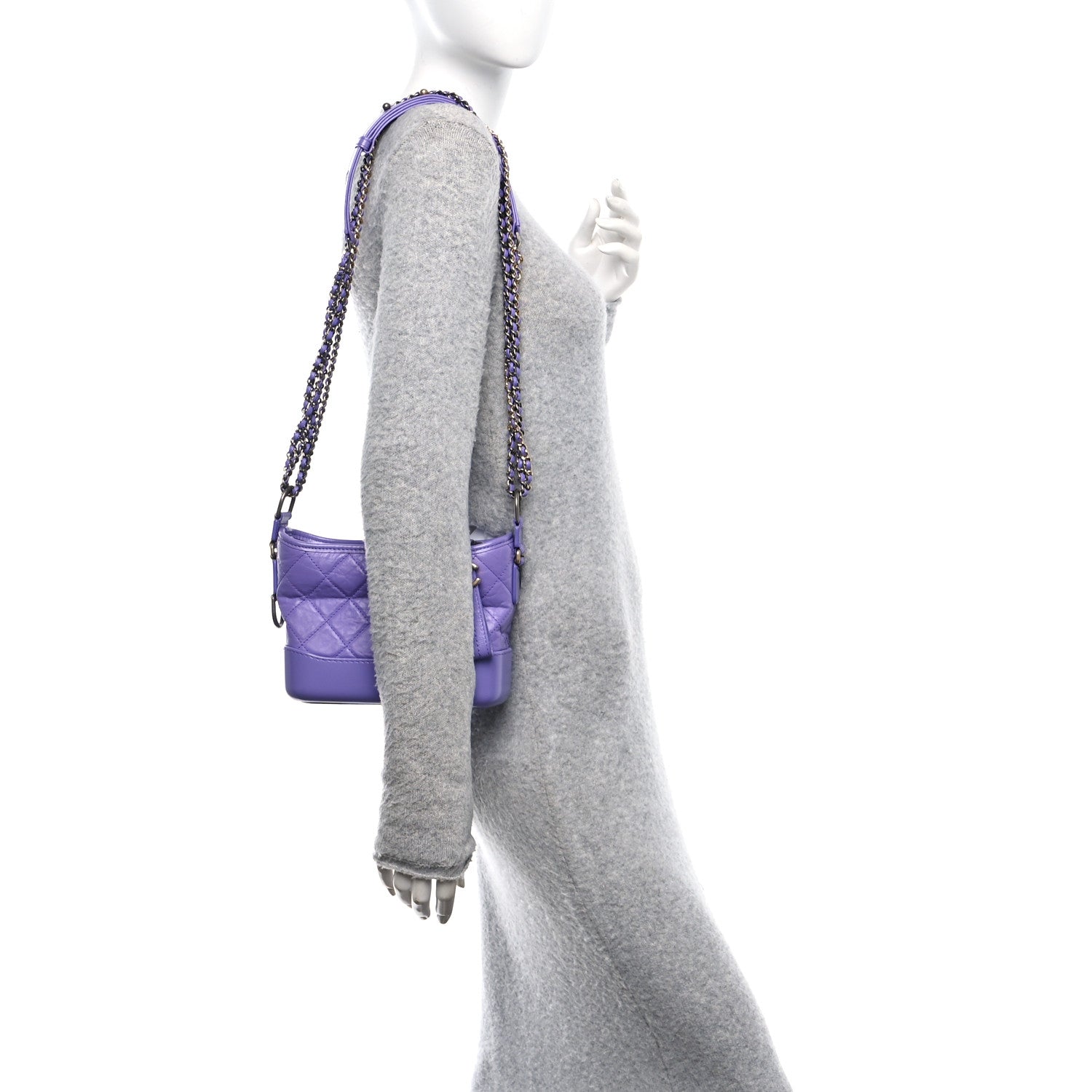 Aged Calfskin Quilted Small Gabrielle Hobo Purple