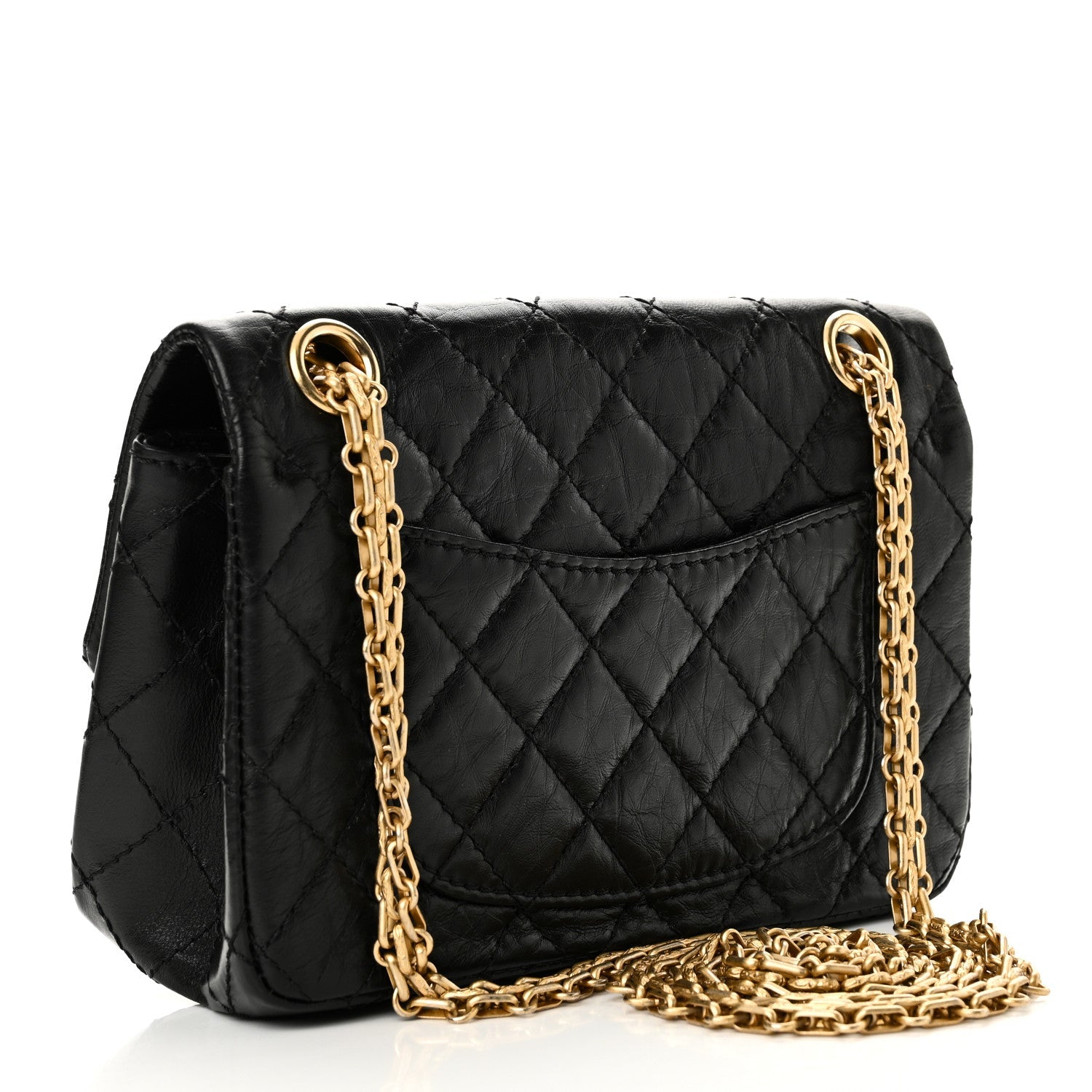 Aged Calfskin Quilted 2.55 Reissue Mini Flap Black