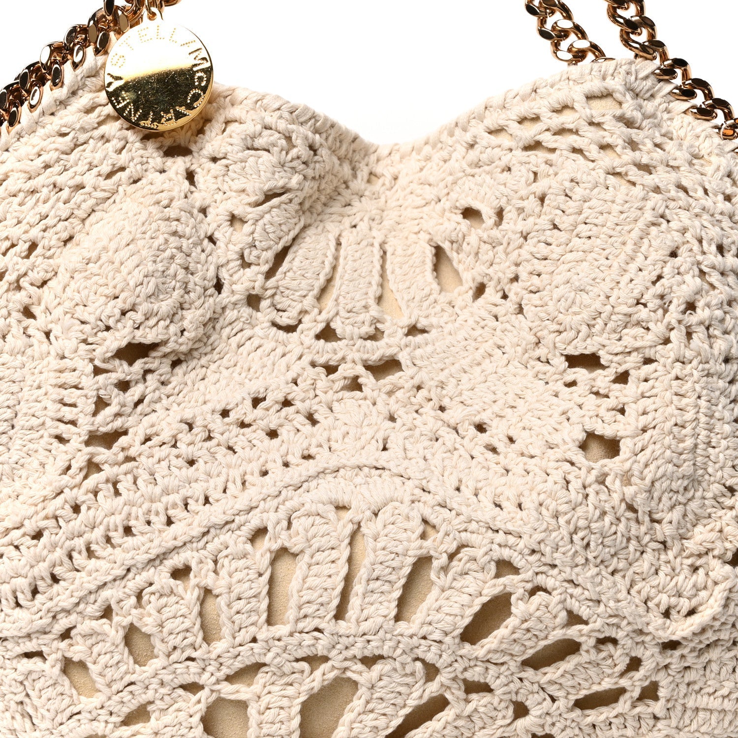 Cotton Crochet Falabella Ajouree Tote Bag White