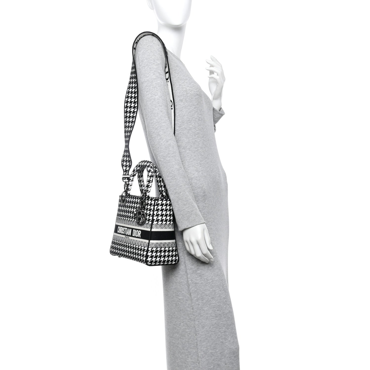 Nappa Large Roman Stud Shoulder Bag Black White