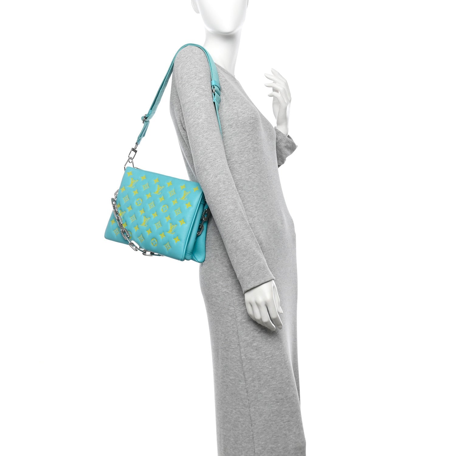 Lambskin Embossed Monogram Vuittamins Coussin PM Menthe Jaune