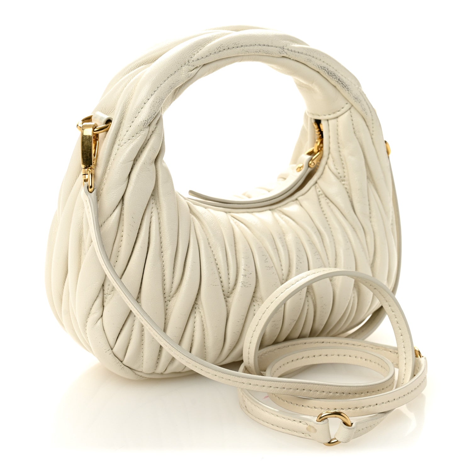 Nappa Matelasse Mini Wander Hobo White