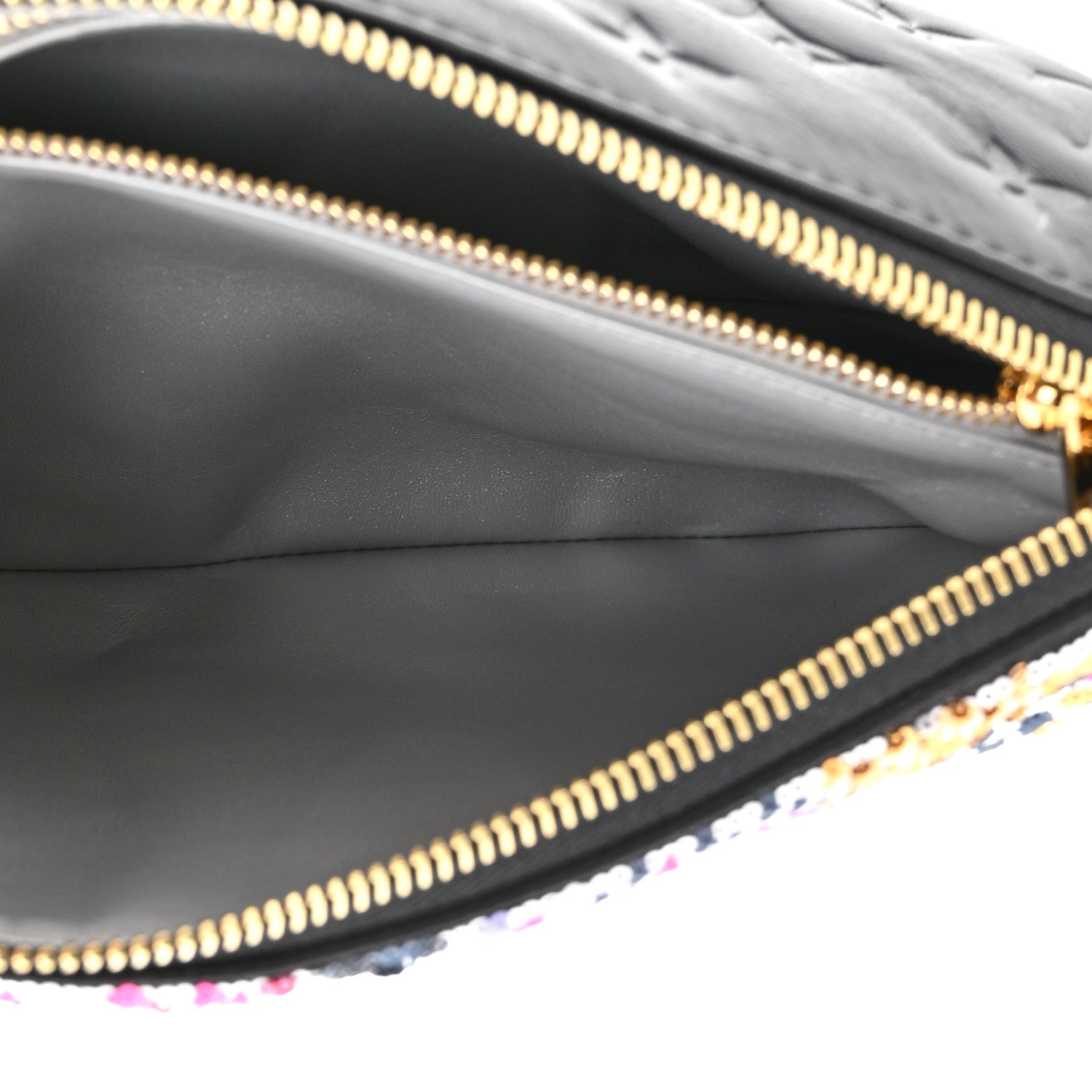 Lambskin Satin Sequin Embellished Monogram Coussin BB Black Multicolor