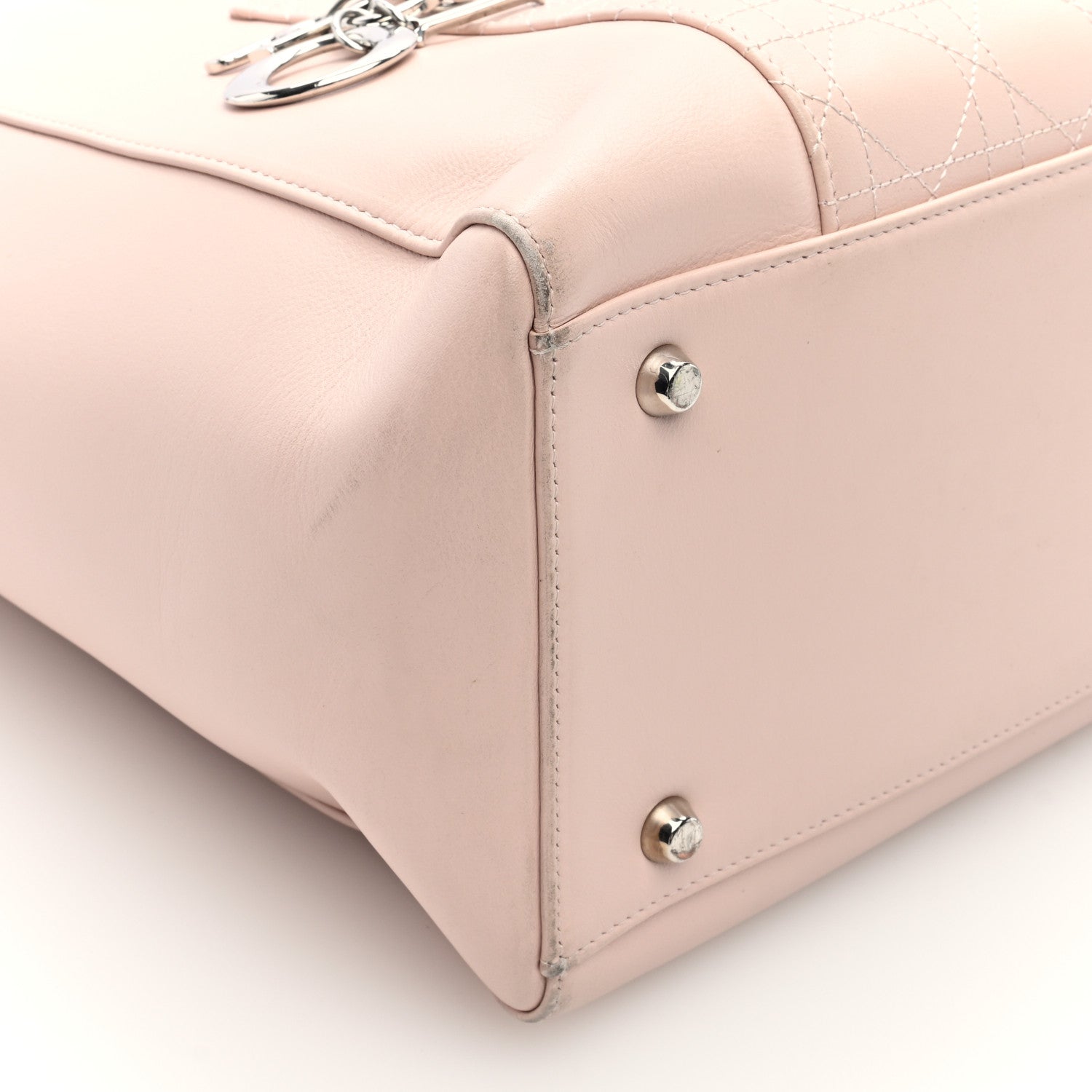 Calfskin Cannage Nappy Diaper Tote Pink