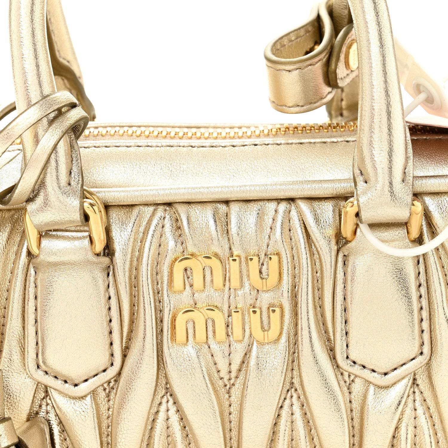 Metallic Nappa Matelasse Mini Arcadie Top Handle Bag Pirite