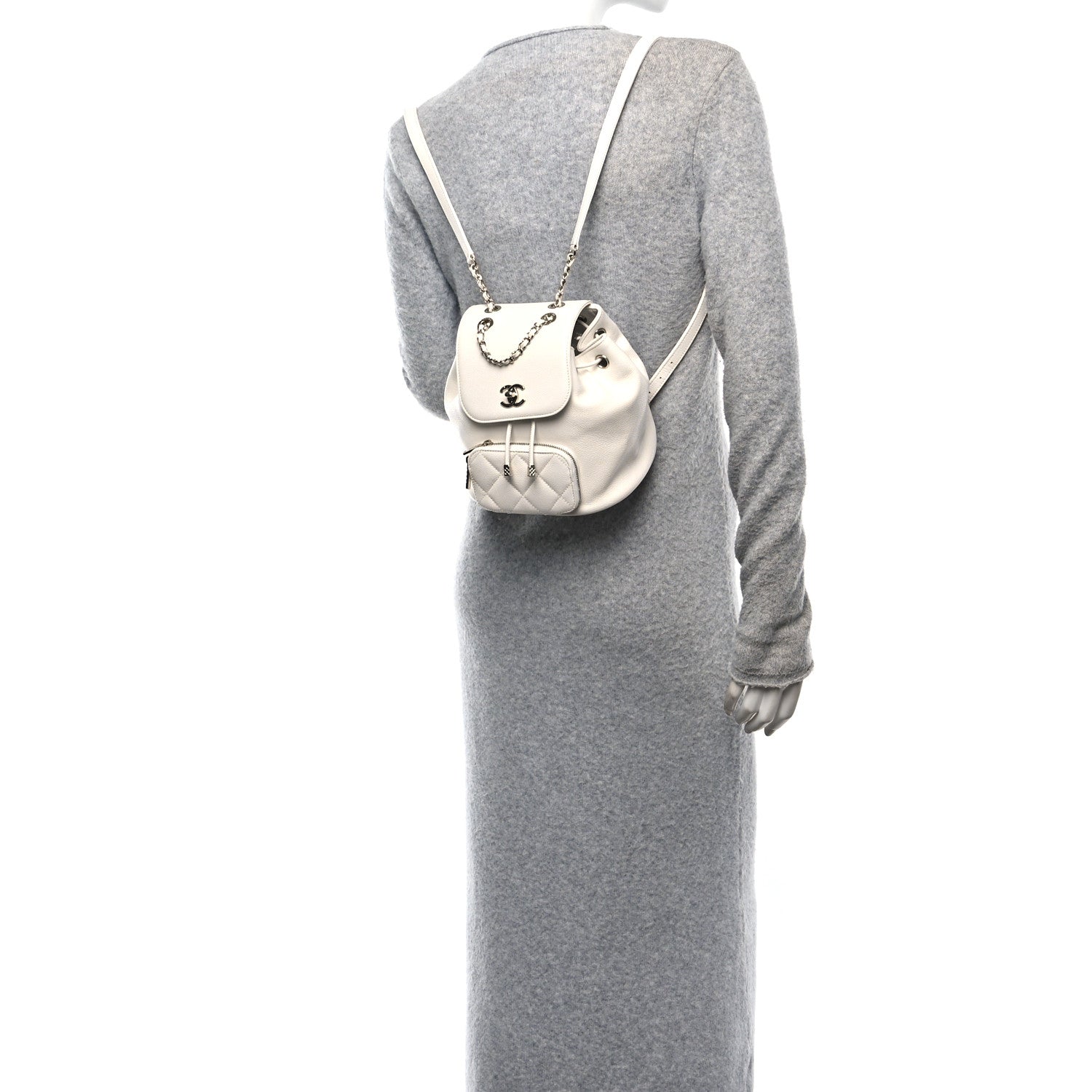 Caviar Quilted Mini Business Affinity Backpack White