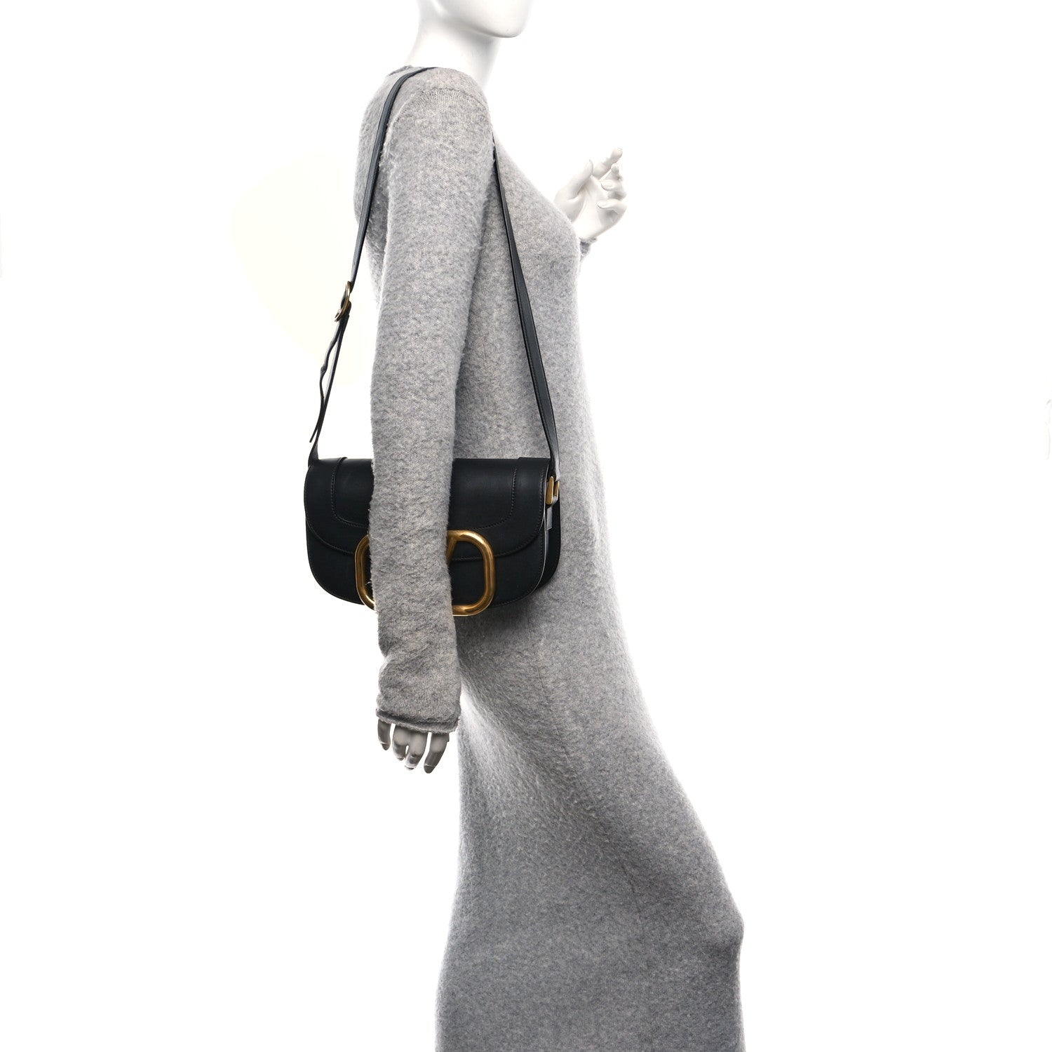 Smooth Calfskin Supervee Shoulder Bag Black