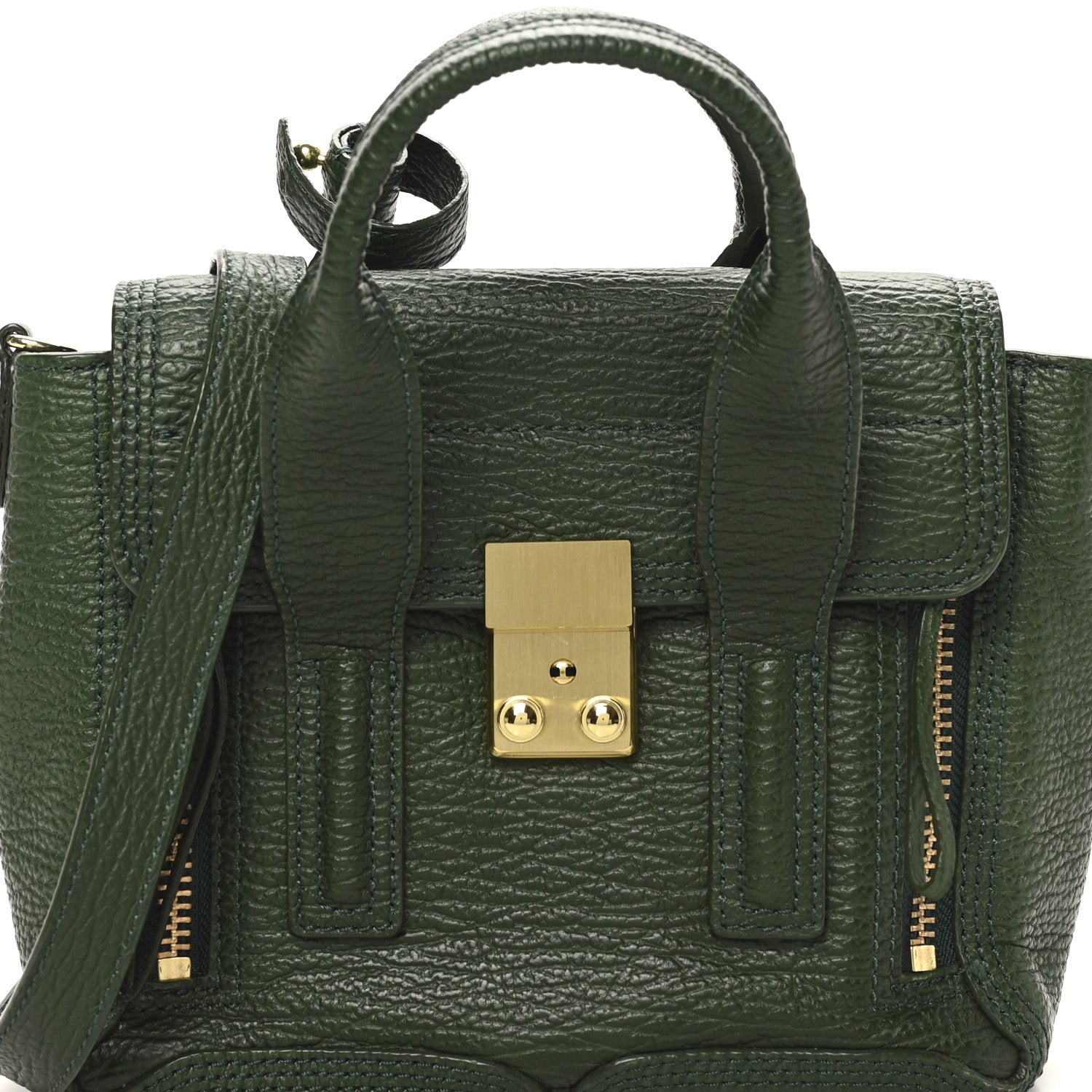 Textured Calfskin Mini Pashli Satchel Military Green