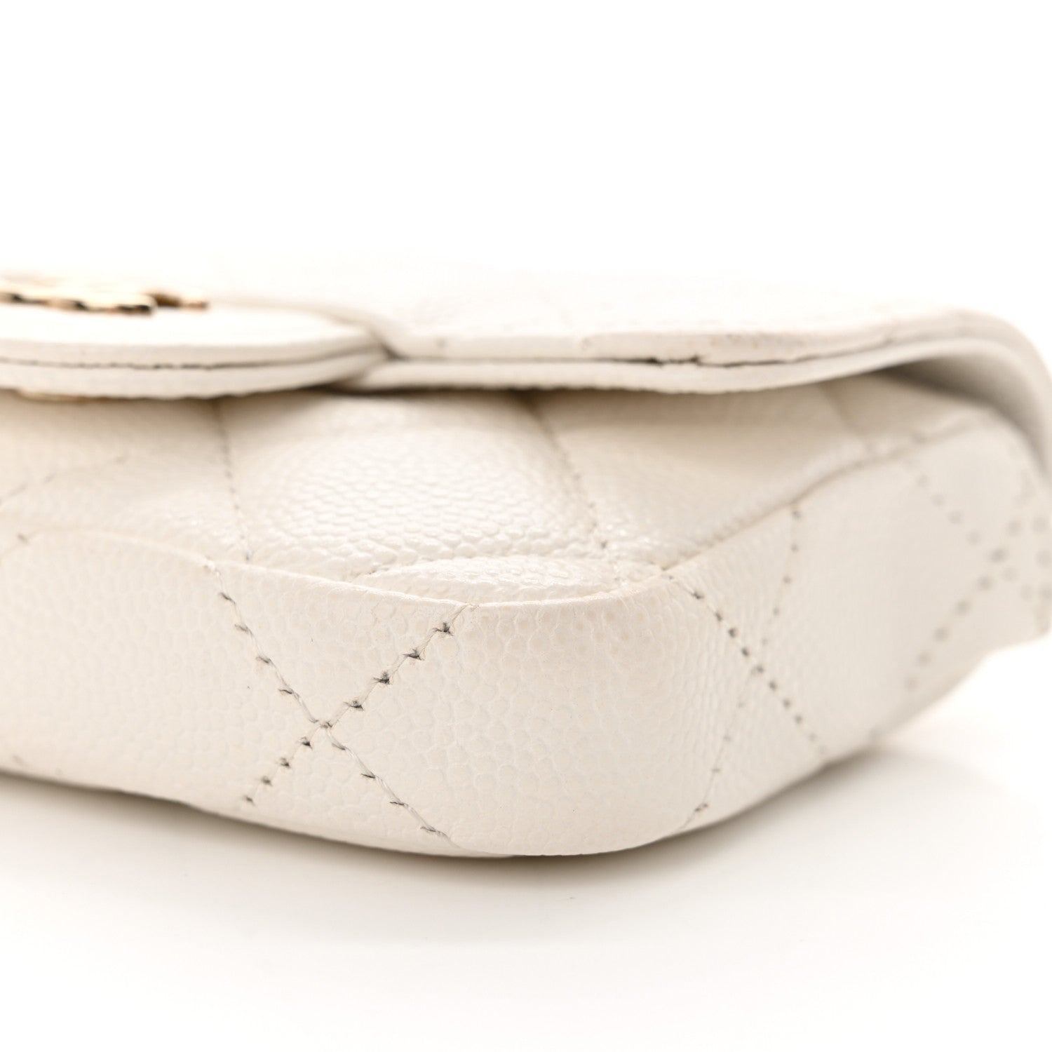 Caviar Quilted Mini Chain Belt Bag White