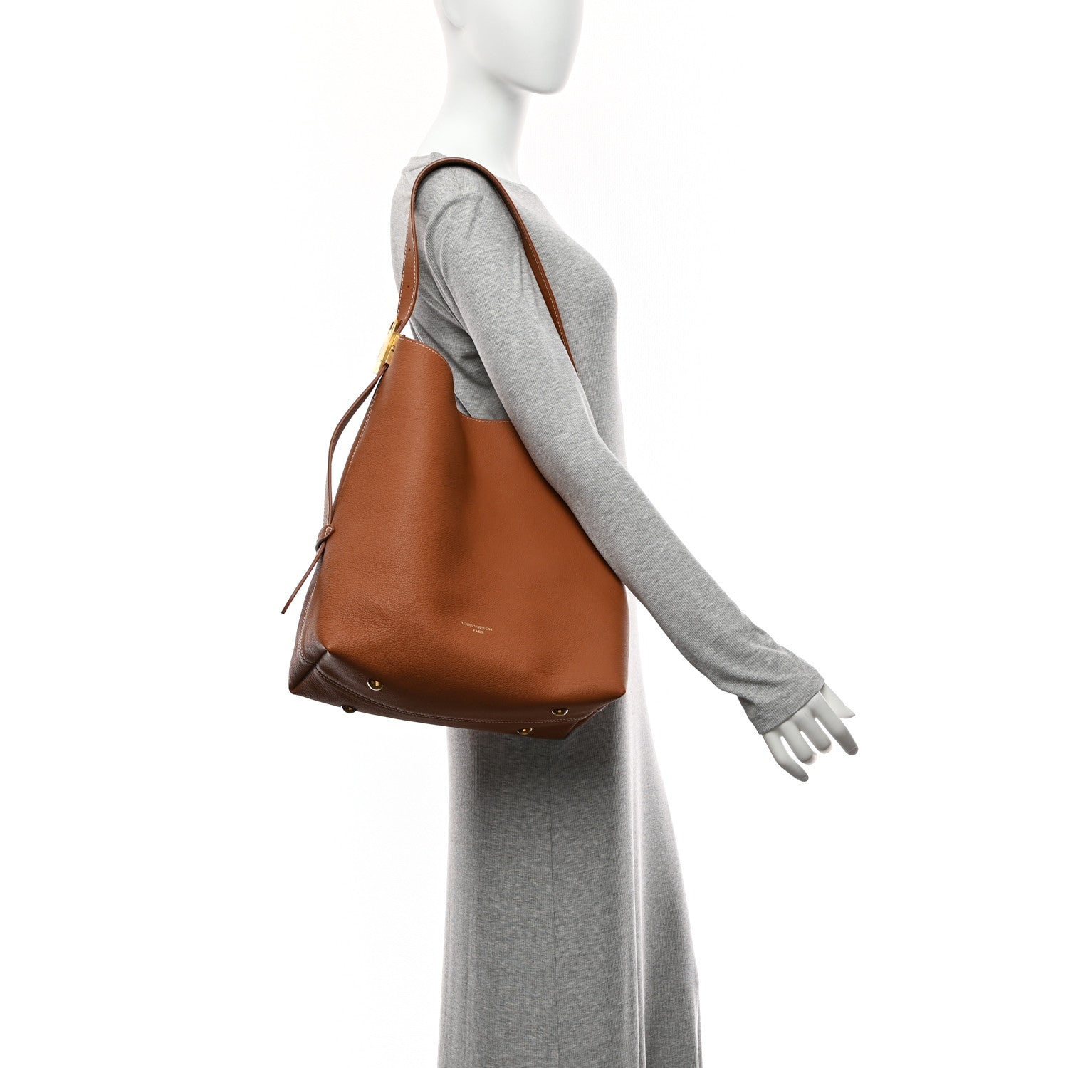 Grained Calfskin Low Key Hobo MM Cognac