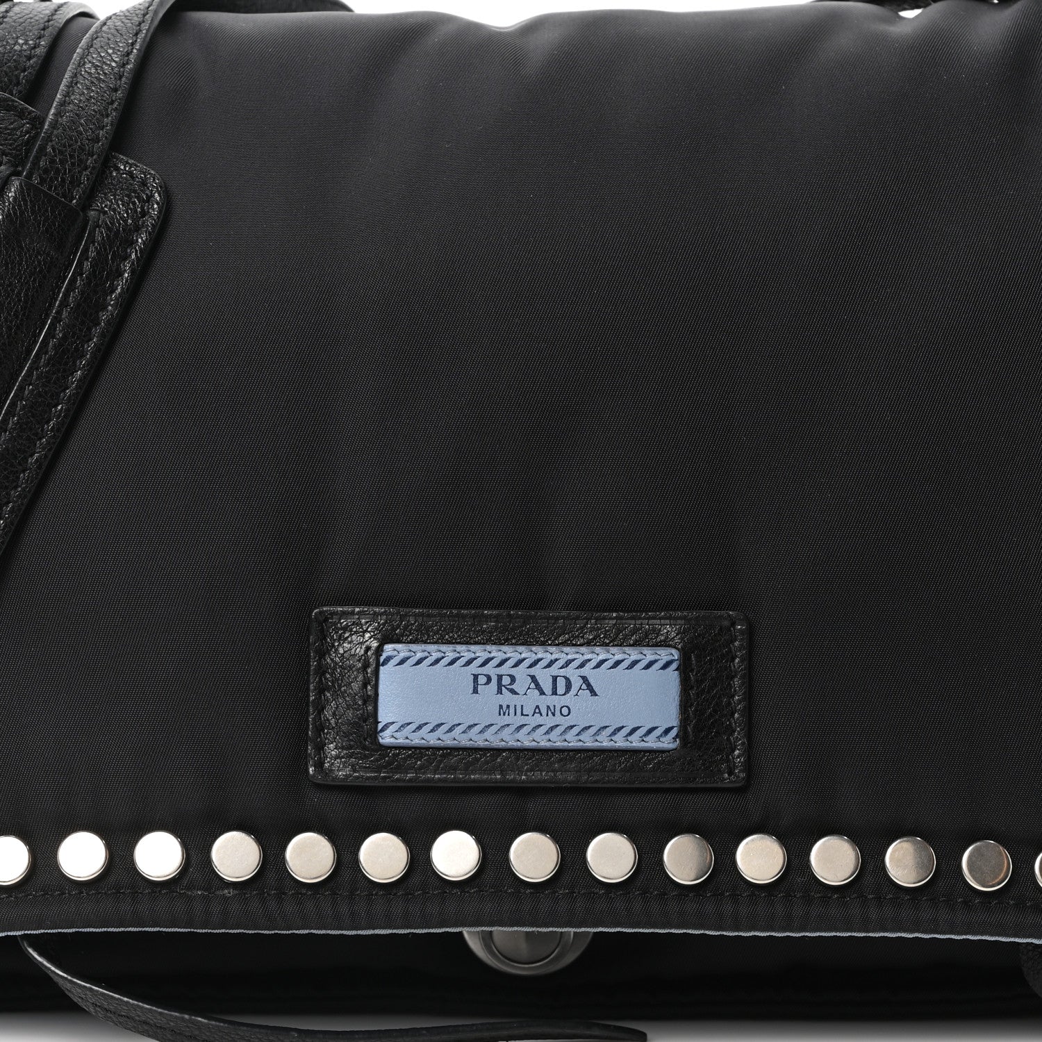 Tessuto Nylon Studded Etiquette Flap Black