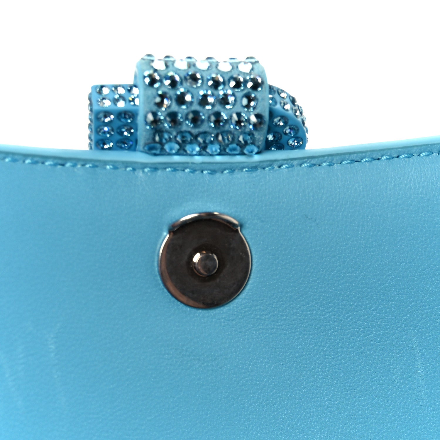 Strass Suede Hourglass Top Handle Bag XS Light Blue