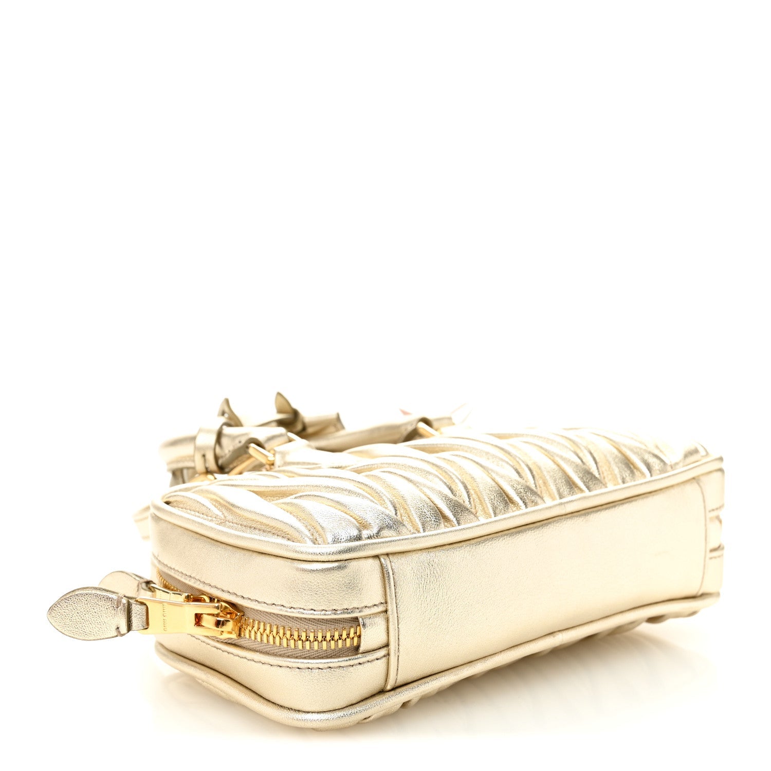 Metallic Nappa Matelasse Mini Arcadie Top Handle Bag Pirite