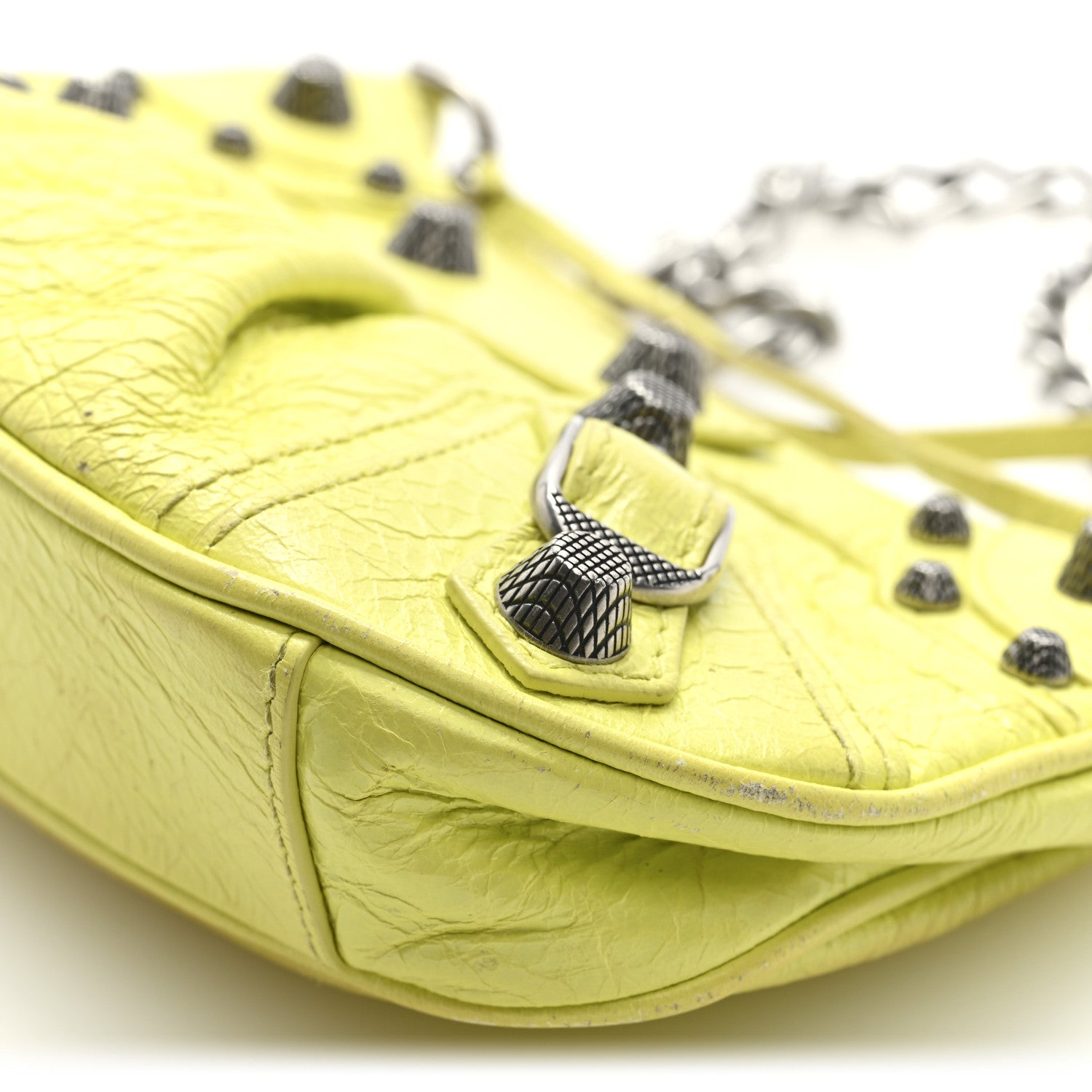 Agneau Arena Le Cagole Mini Purse With Chain Lime