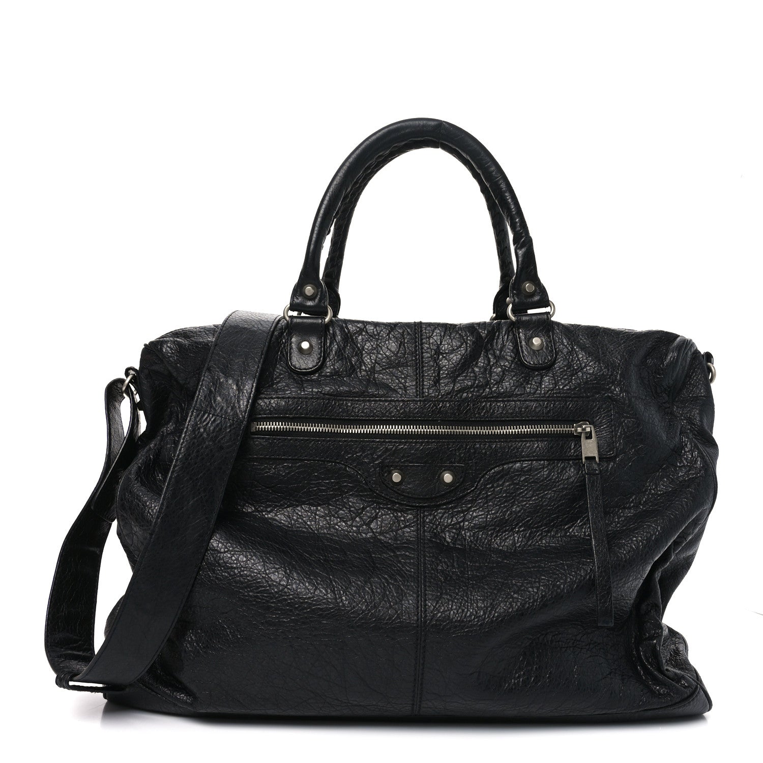 Agneau Classic Silver Hardware Weekender Black
