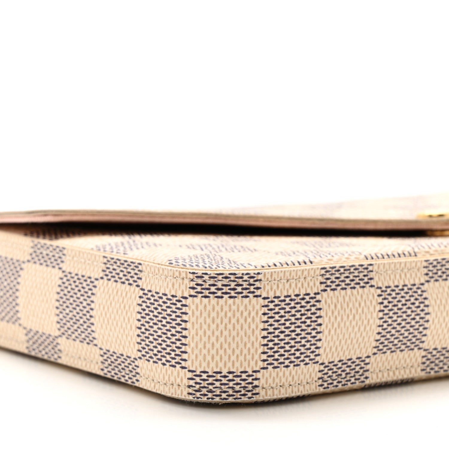 Damier Azur Pochette Felicie Chain Wallet Rose Ballerine