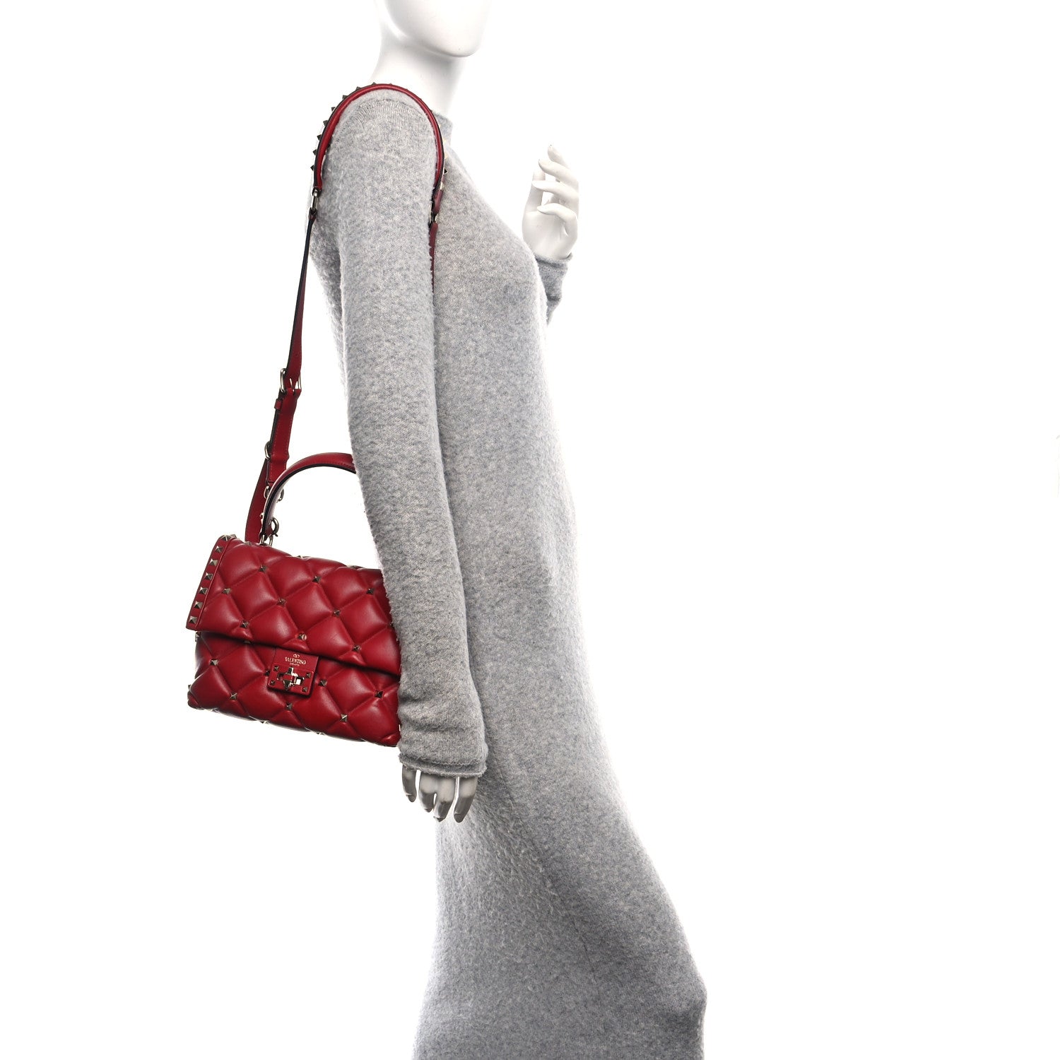 Nappa Medium Candystud Top Handle Bag Rosso Valentino