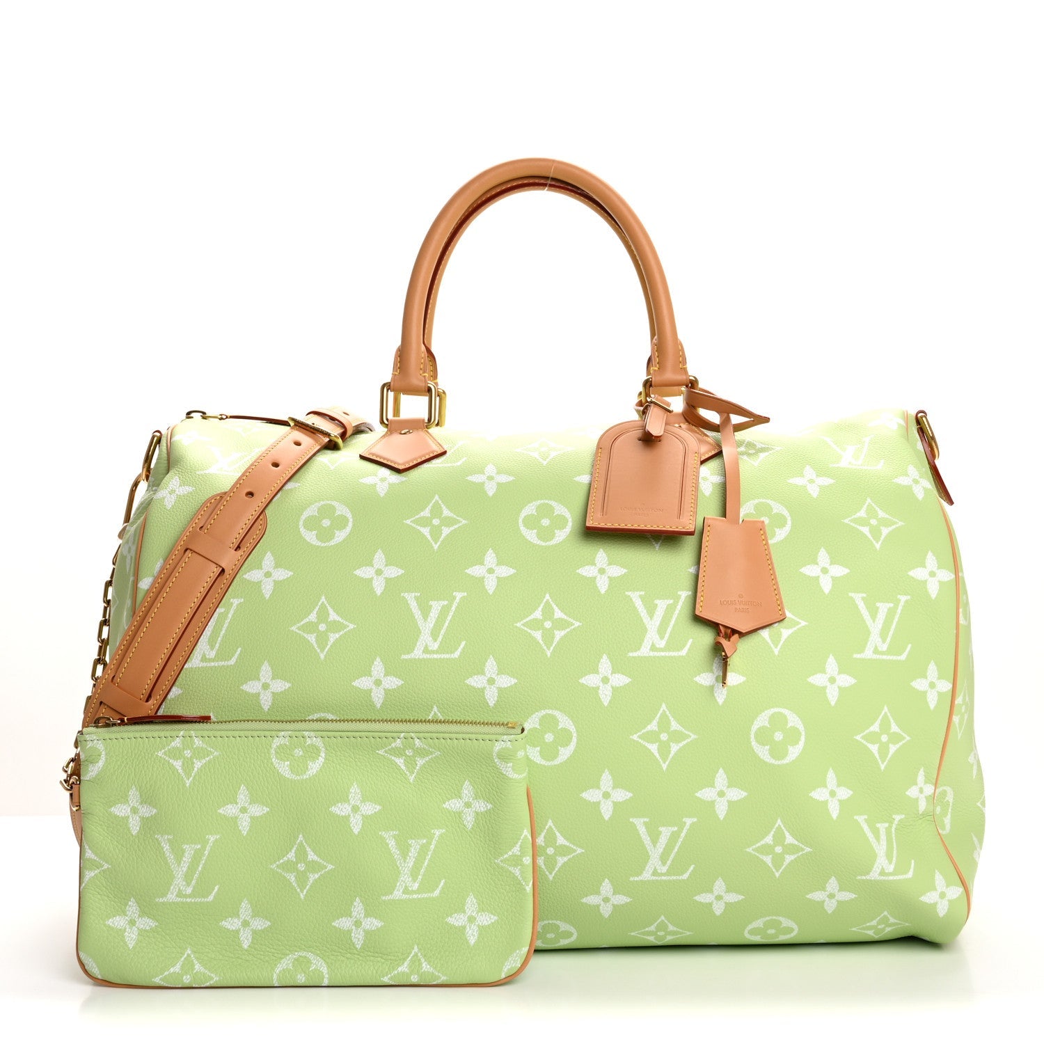 Calfskin Monogram Speedy P9 Bandouliere 50 Frozen Lime