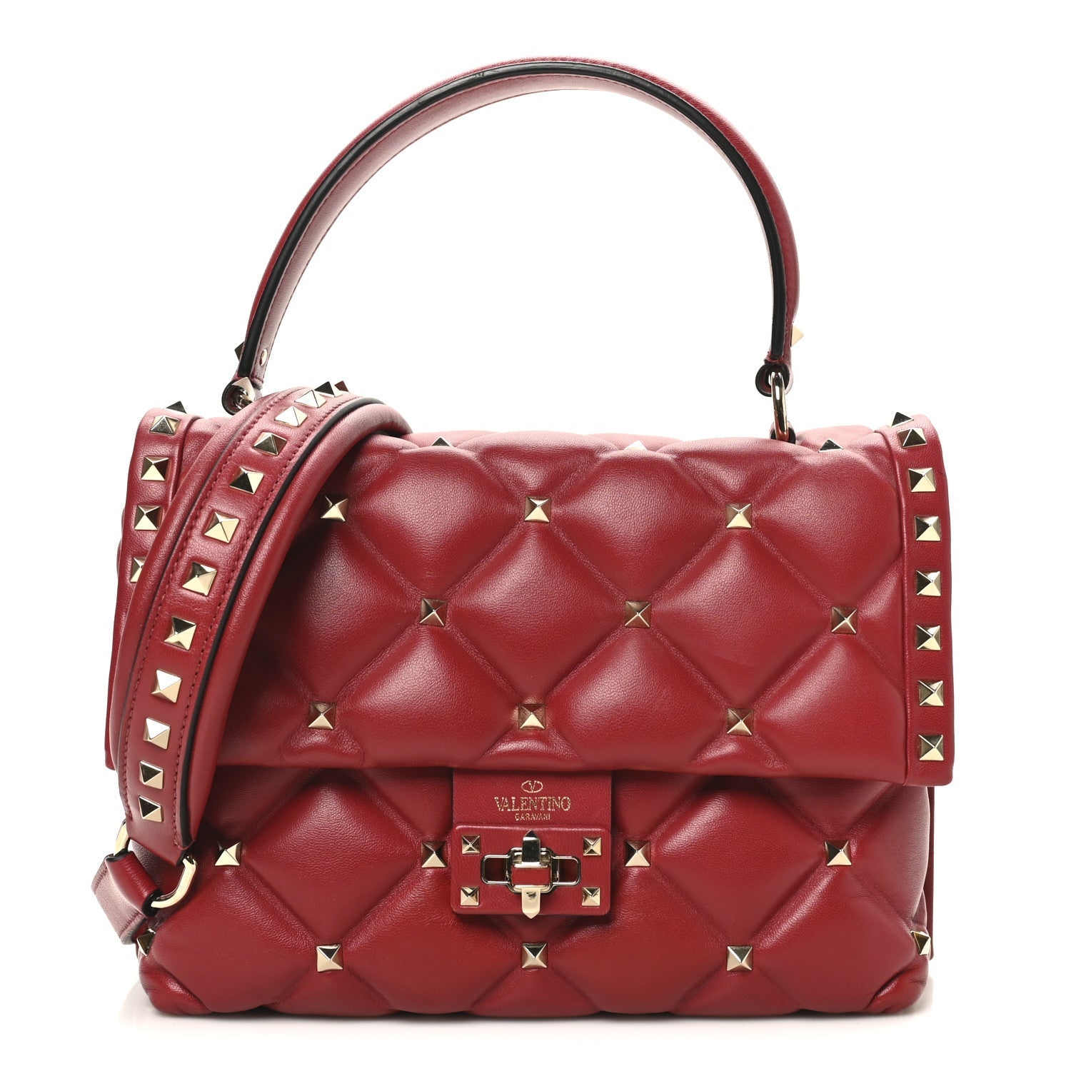 Nappa Medium Candystud Top Handle Bag Rosso Valentino
