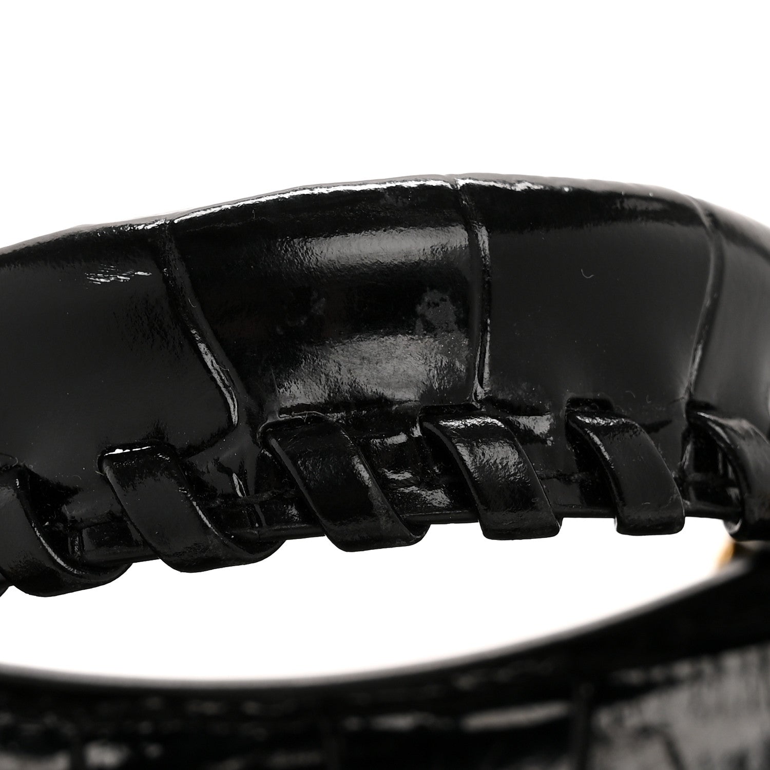 Shiny Supple Calfskin Crocodile Embossed Neo Classic Gold Hardware Mini City Black