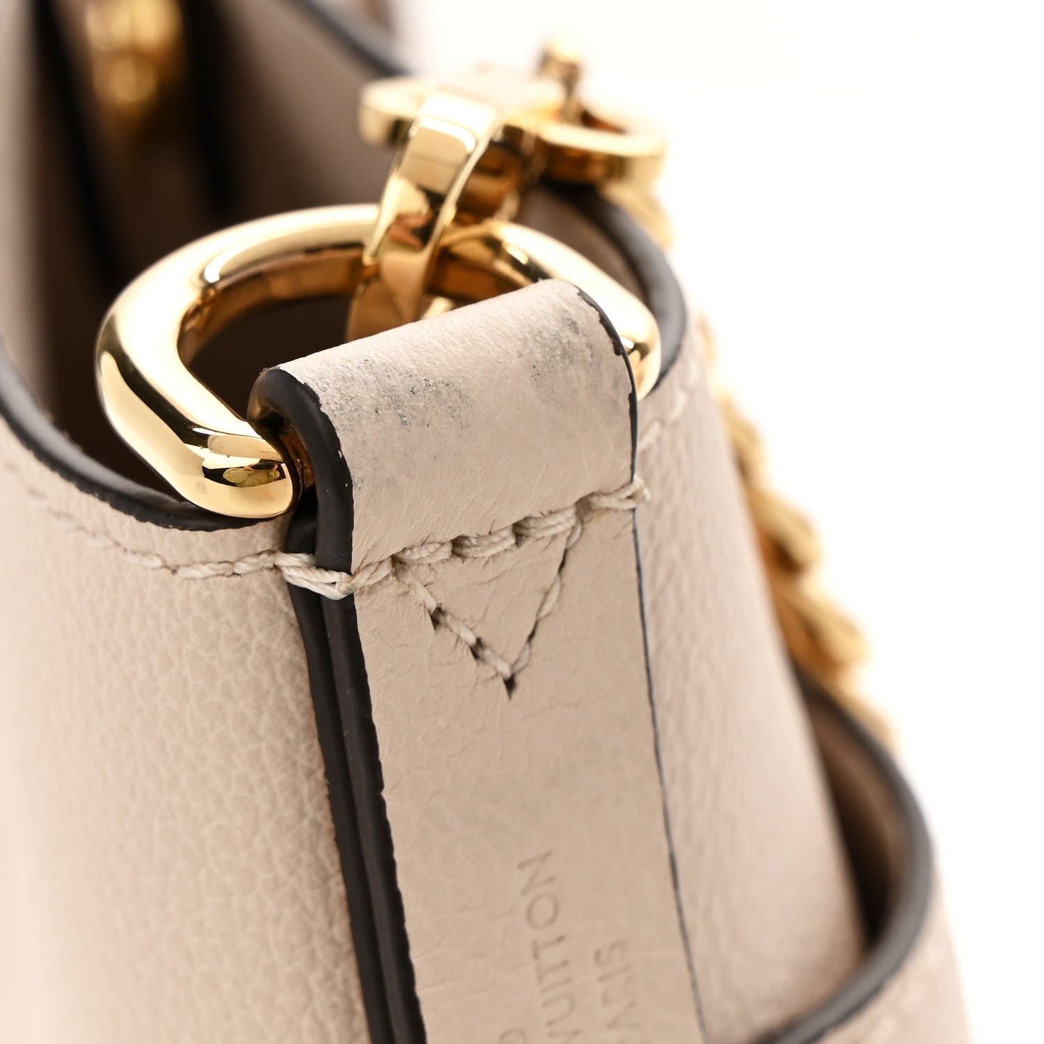 Grained Calfskin Lock and Walk Bucket Quartz