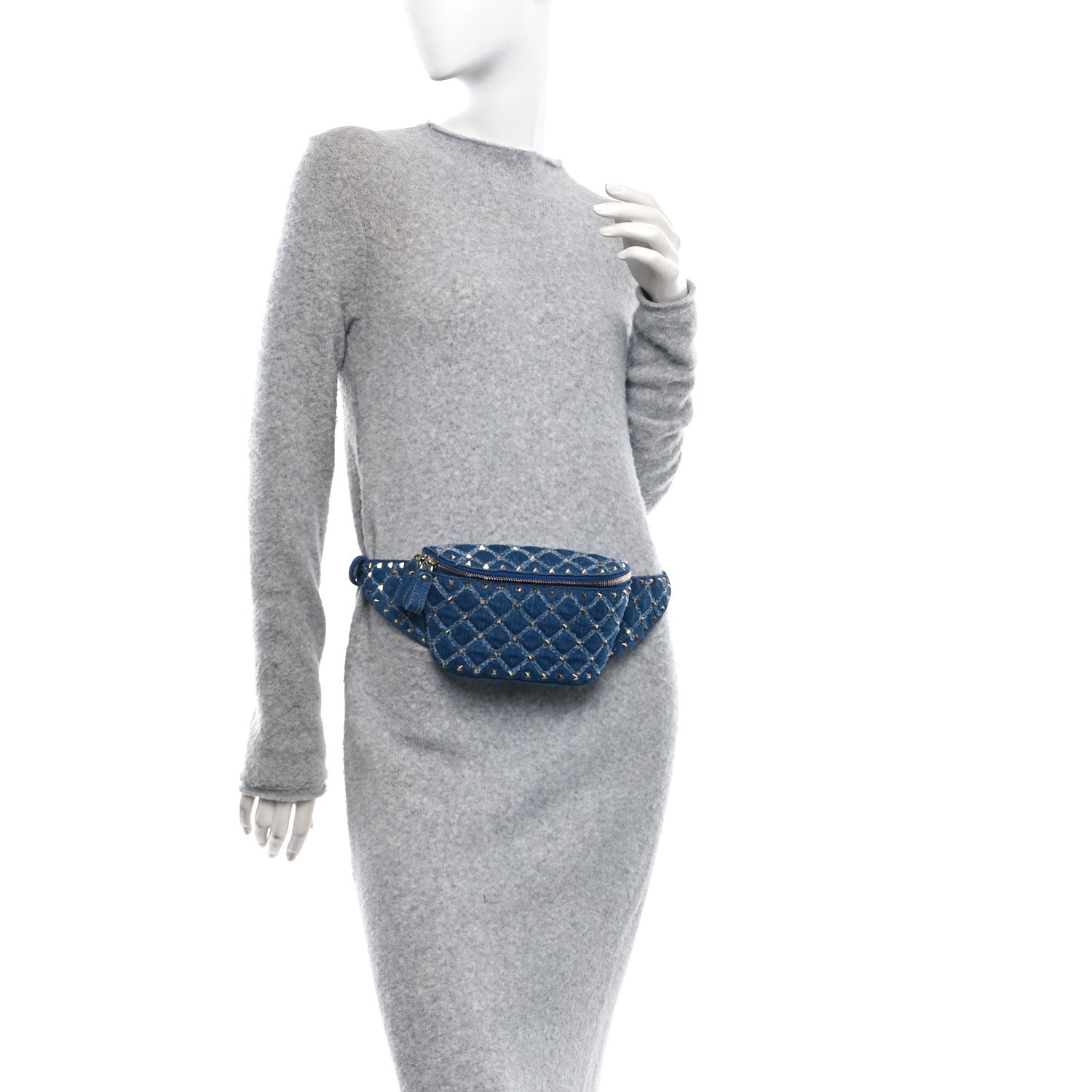 Denim Rockstud Spike Belt Bag 95 Denim