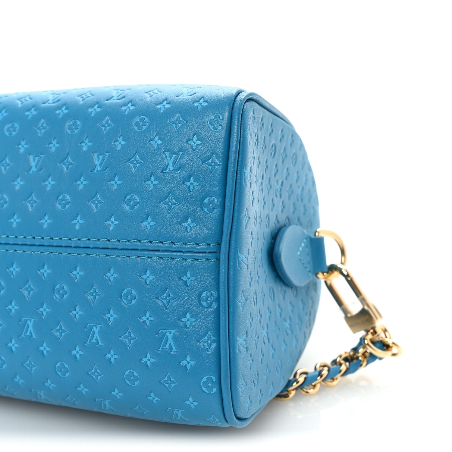 Calfskin Nanogram Embossed Speedy Bandouliere 20 Blue
