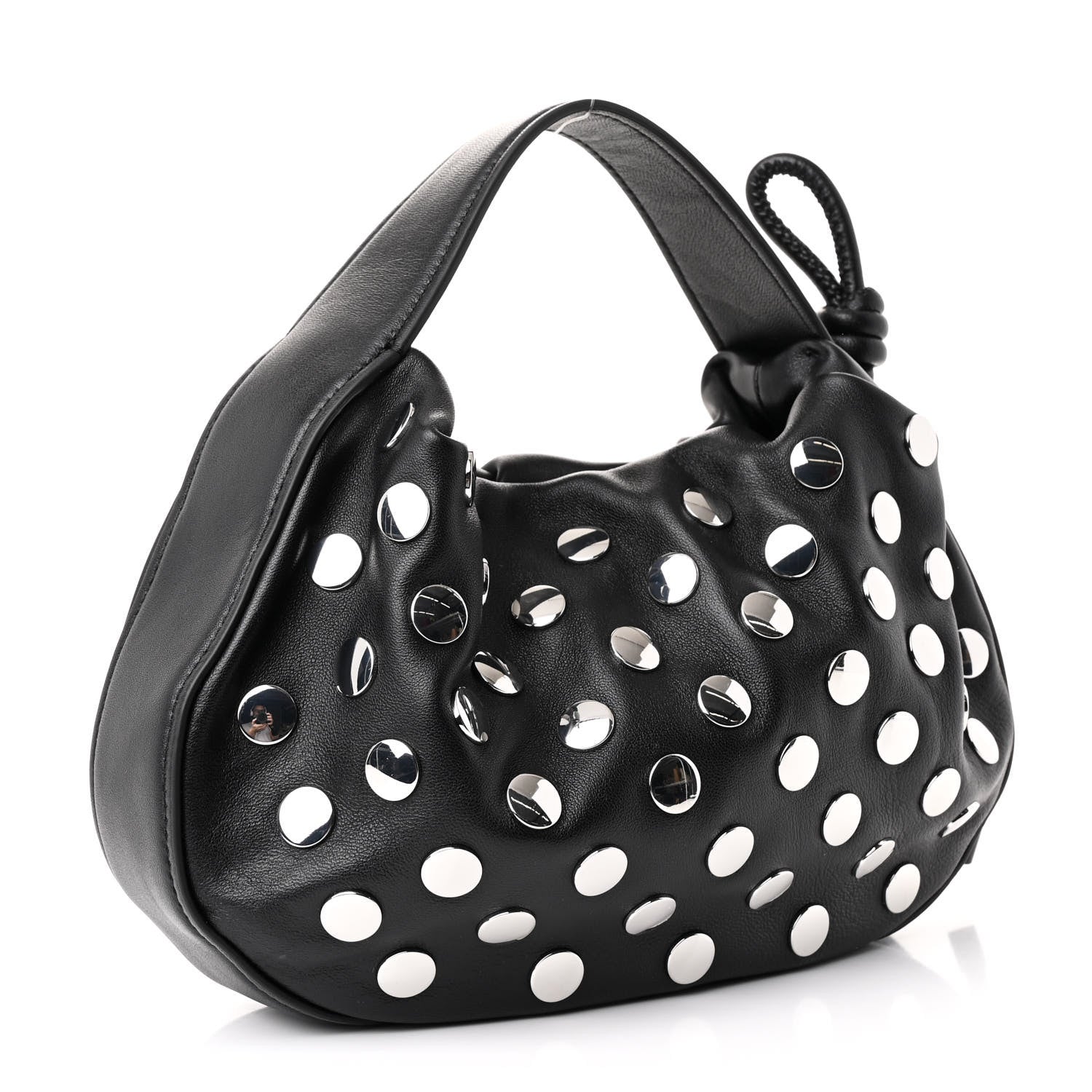 Sheepskin Studded Mini Origami Bag Black