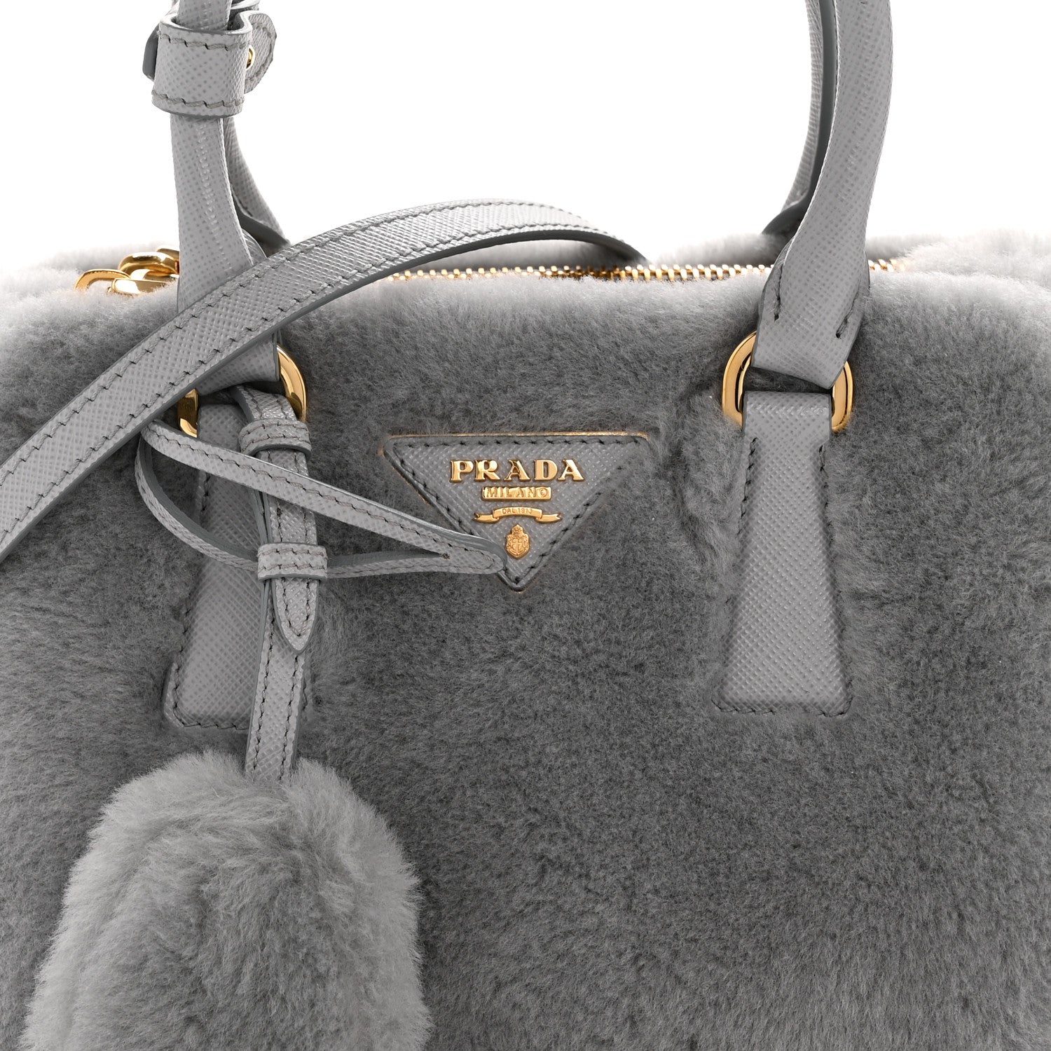 Shearling Mini Galleria Double Zip Tote Fiordaliso