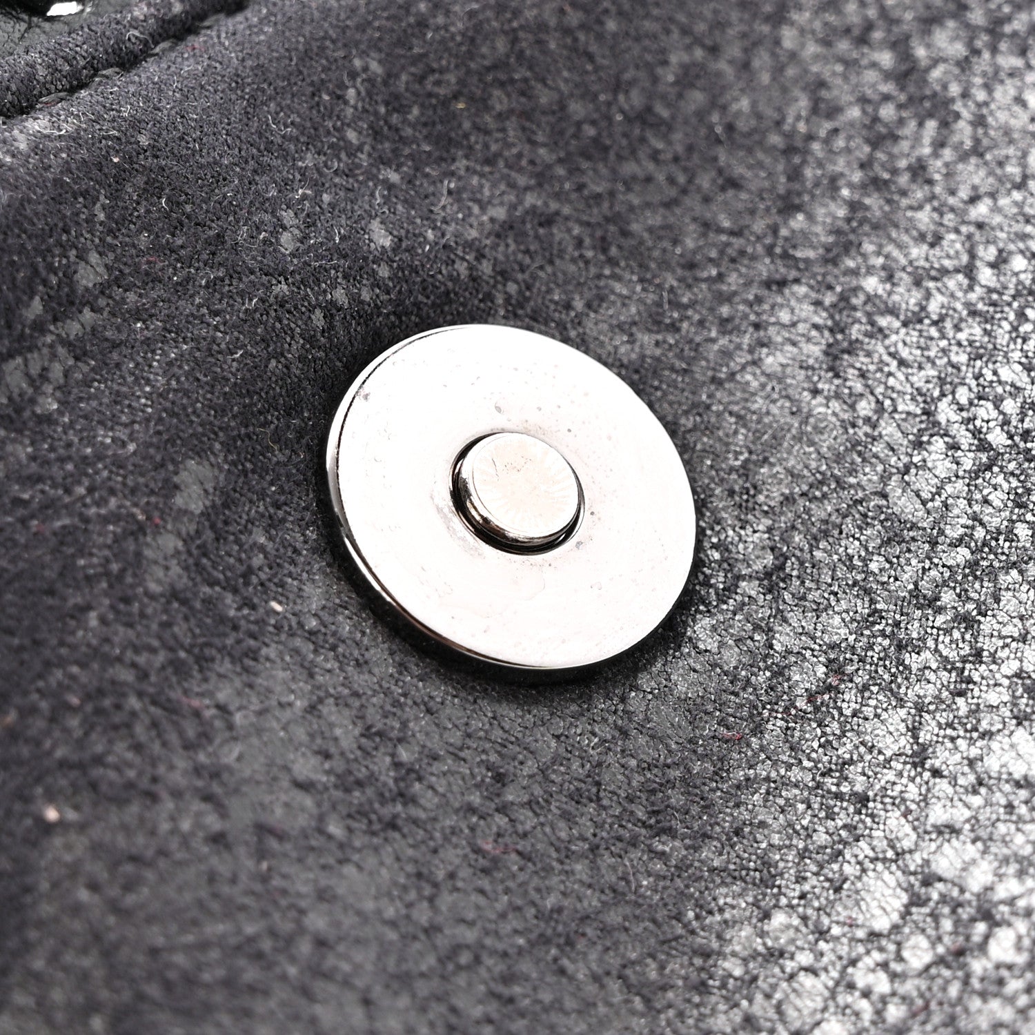 Shaggy Deer Quilted Falabella Fold Over Clutch Black