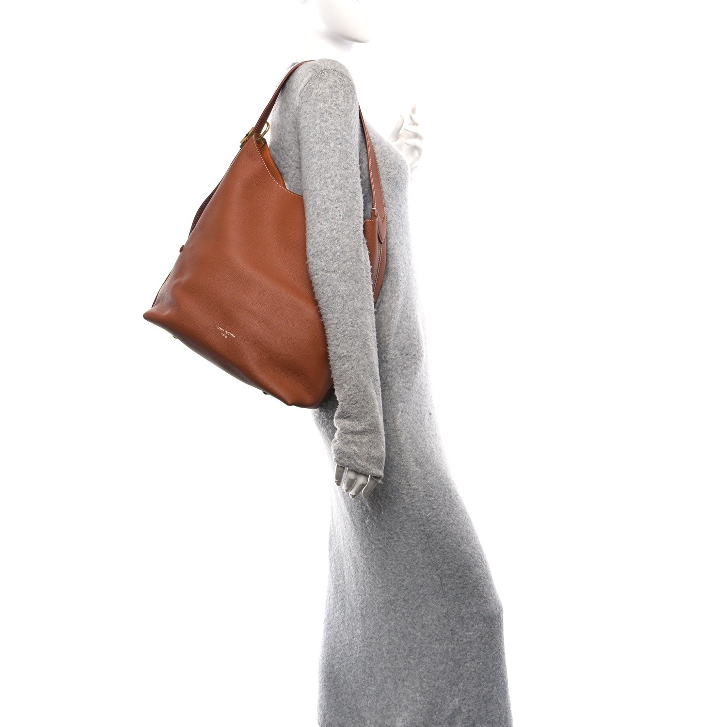 Grained Calfskin Low Key Hobo MM Cognac